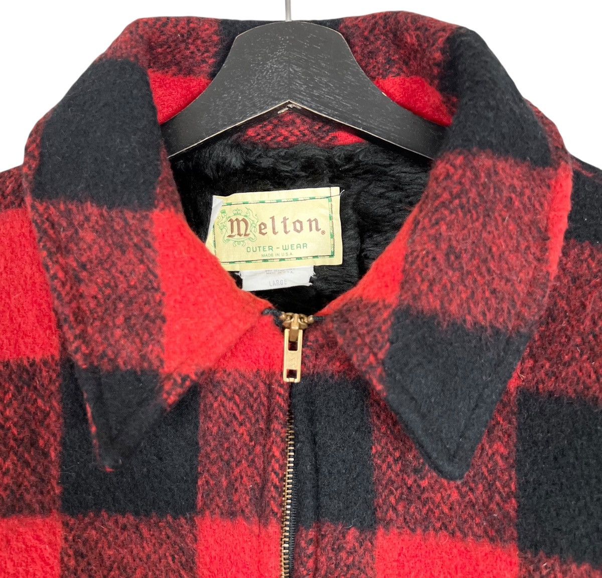 Vintage Vintage 90s Melton Checkered Zipper Winter Jacket Size US L / EU 52-54 / 3 - 5 Thumbnail