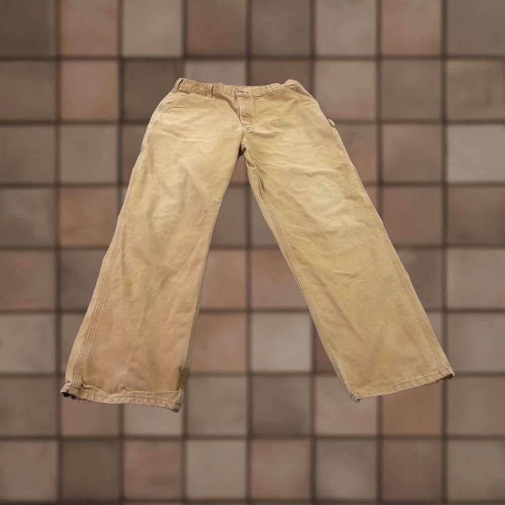 Carhartt Carhartt Pants Men 36 X 32 Beige Canvas Dungaree Workwear Outdoor Heavy Carpenter Pants Mens Beige Canvas Carhartt Pants Size US 34 / EU 50 - 1 Thumbnail