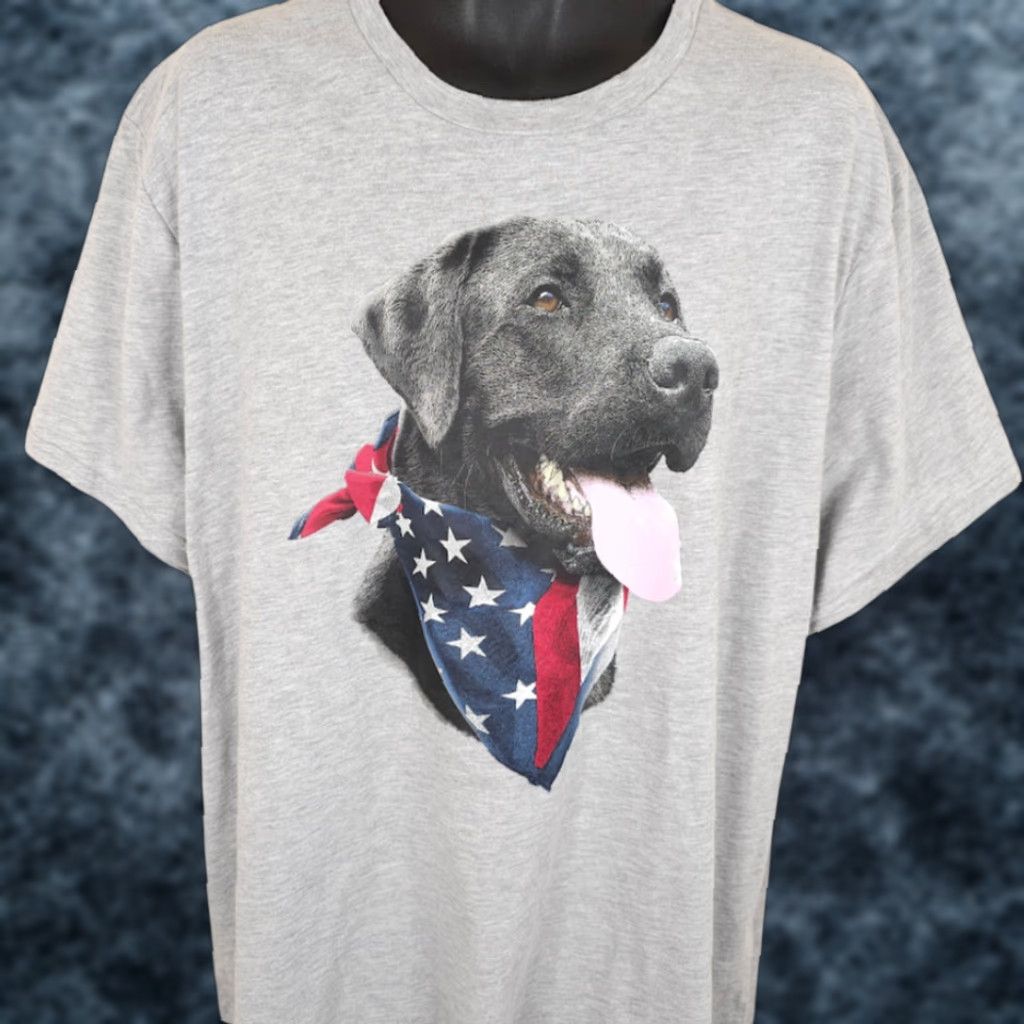 Vintage VINTAGE Black Lab Dog T Shirt Mens Size 3XL Gray American Flag Patriotic Labrador Size US XXL / EU 58 / 5 - 1 Thumbnail