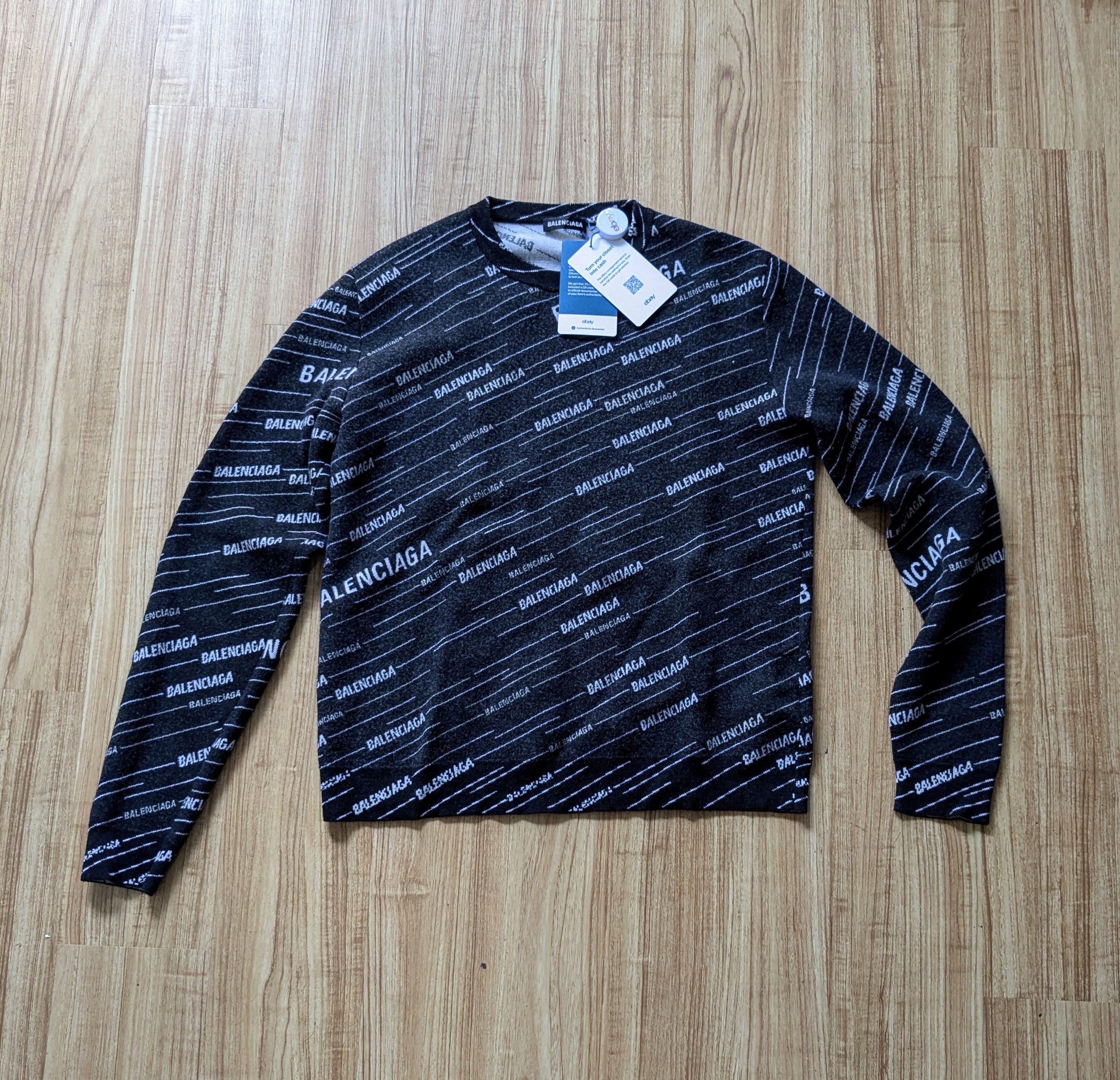 Balenciaga Balenciaga Sweater Jacquard Logo Black White Medium Size US M / EU 48-50 / 2 - 1 Thumbnail