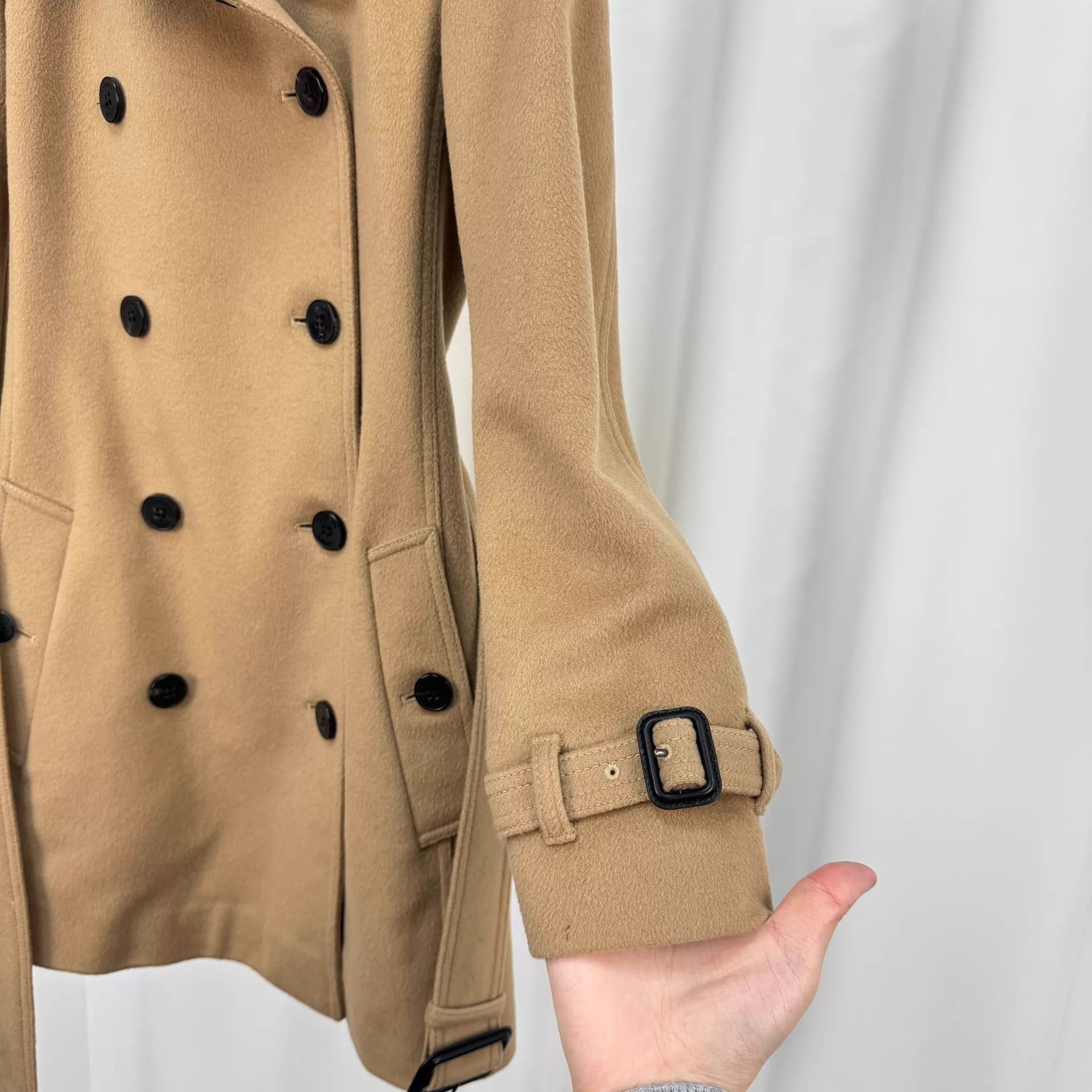 Burberry Burberry Camel Wool Double-Breasted Coat UK2 98New Size XXS / US 00 / IT 34 - 4 Thumbnail