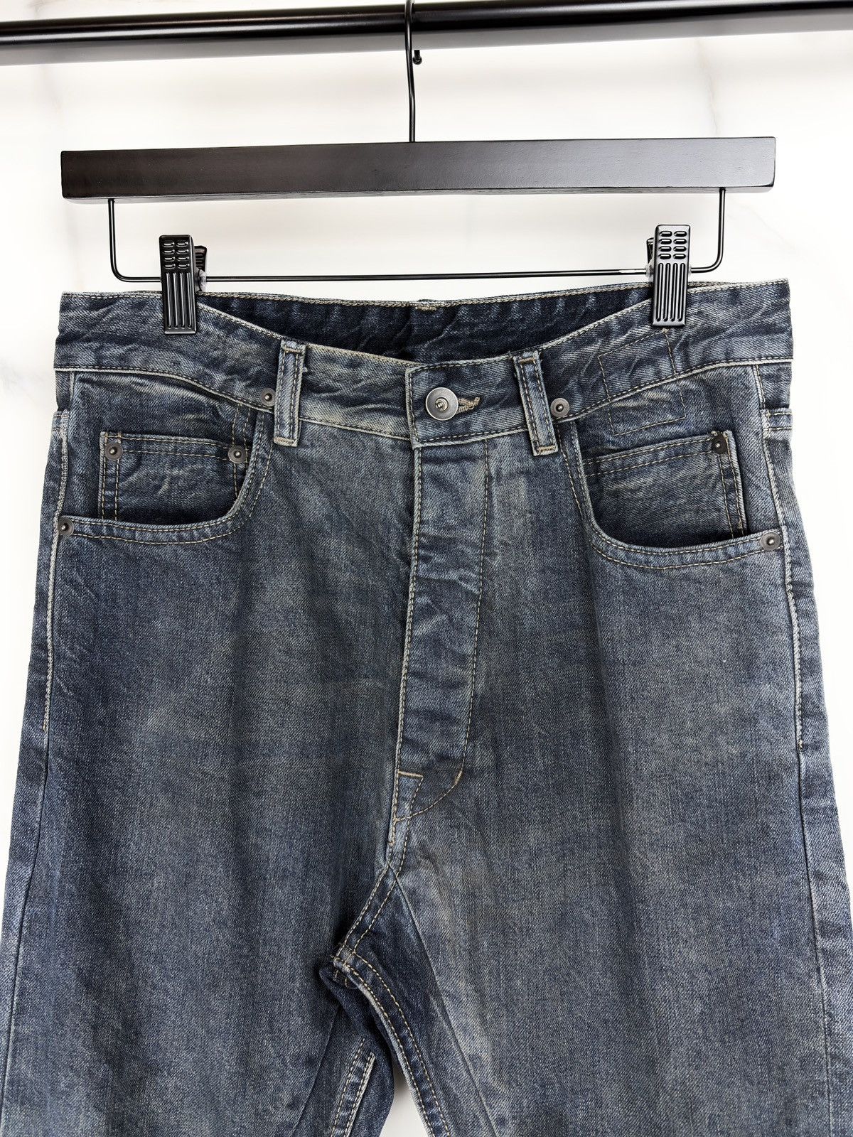 Rick Owens FW16 Rick Owens Hustler Blue Wash Torrence Cut Denim Jeans Size US 29 - 3 Thumbnail