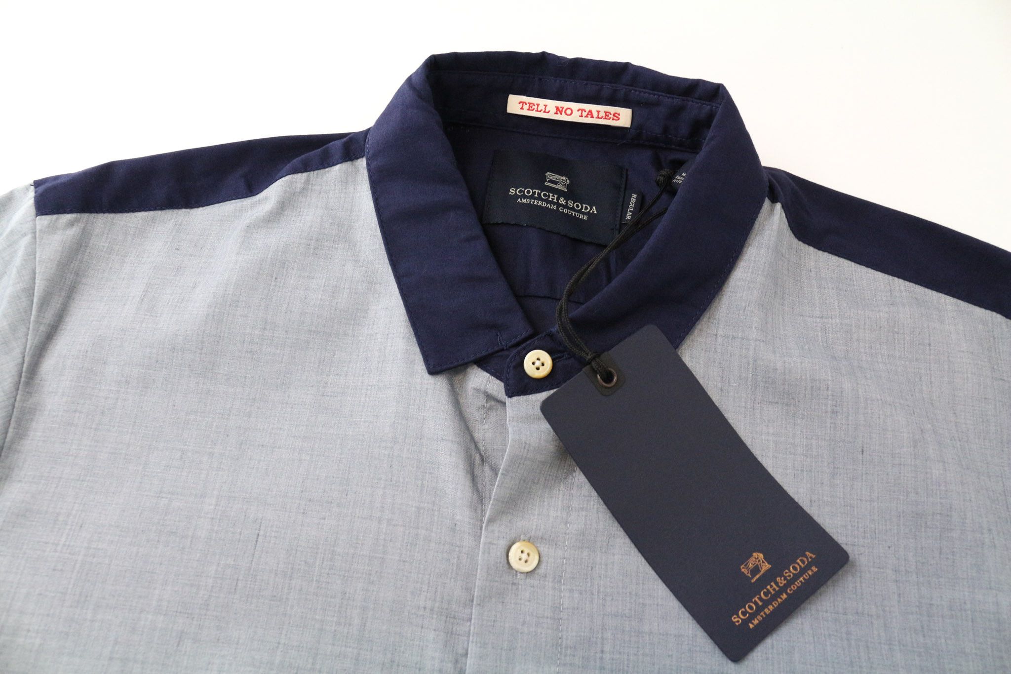Scotch & Soda AMS COUTURE S Blue Grey Cotton Long Sleeve Shirt 75411 Size US S / EU 44-46 / 1 - 3 Thumbnail