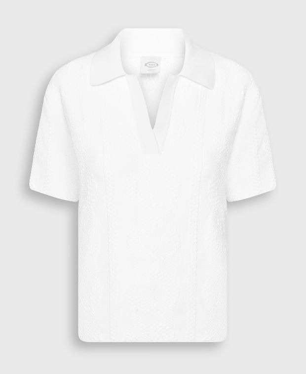 Knitted Polo Shirt in White, Women's (Size Xs)