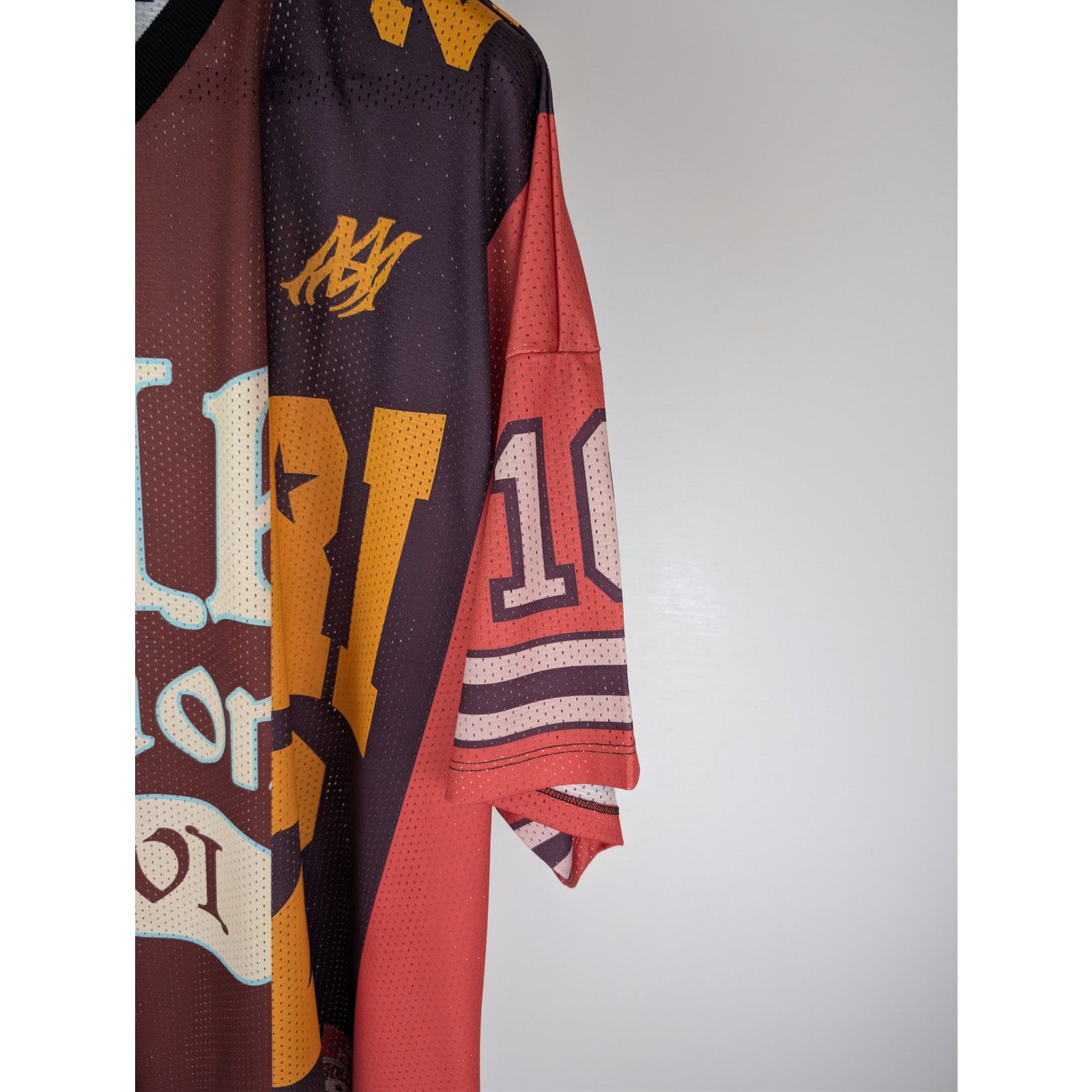 Amiri o1rshd1 Spliced Oversized Mesh T-Shirt in Red Size US XL / EU 56 / 4 - 5 Thumbnail