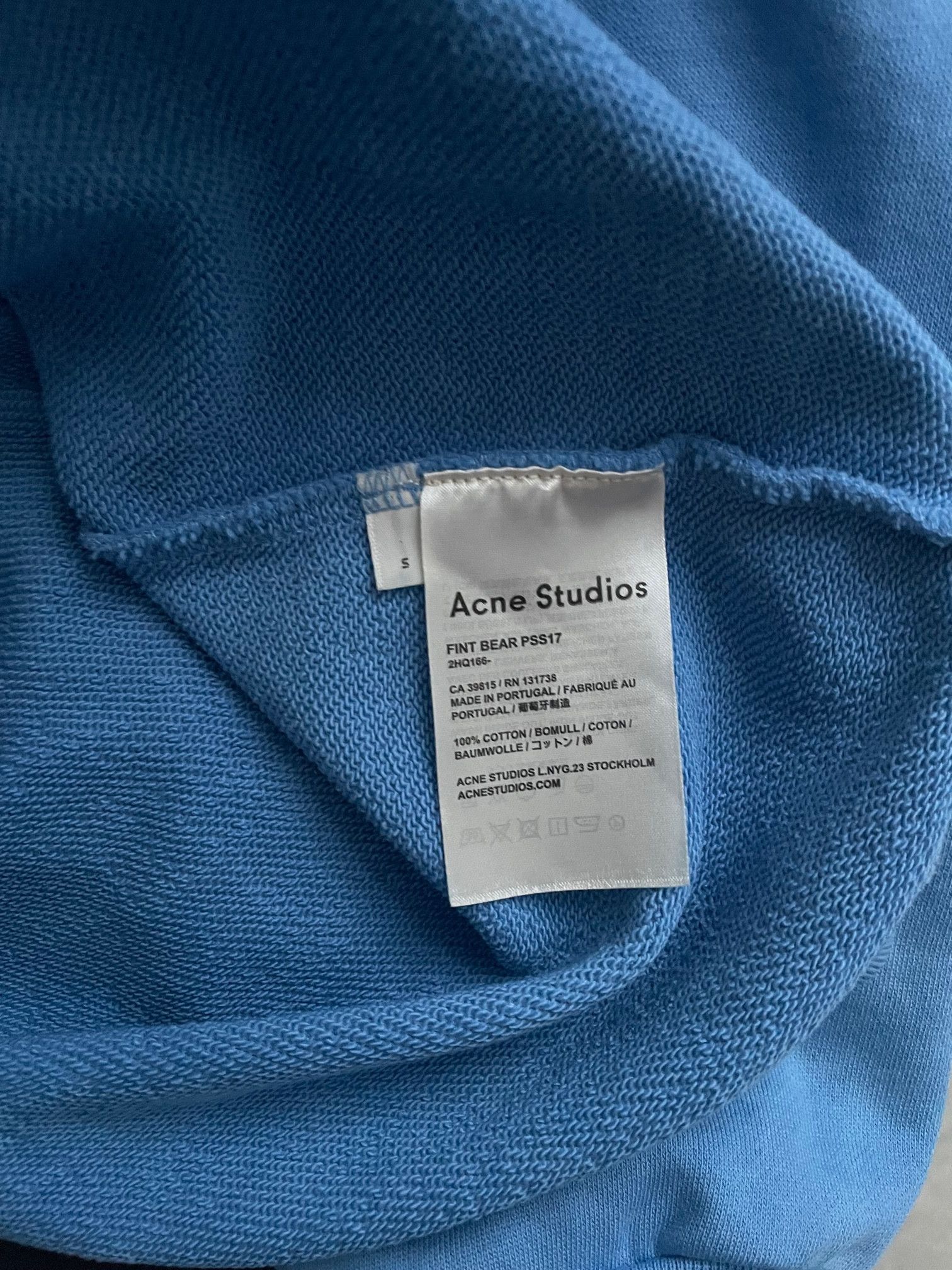 Acne Studios Acne Fint Bear cotton blue sweatshirt sweater sky bleach S Size US S / EU 44-46 / 1 - 7 Thumbnail