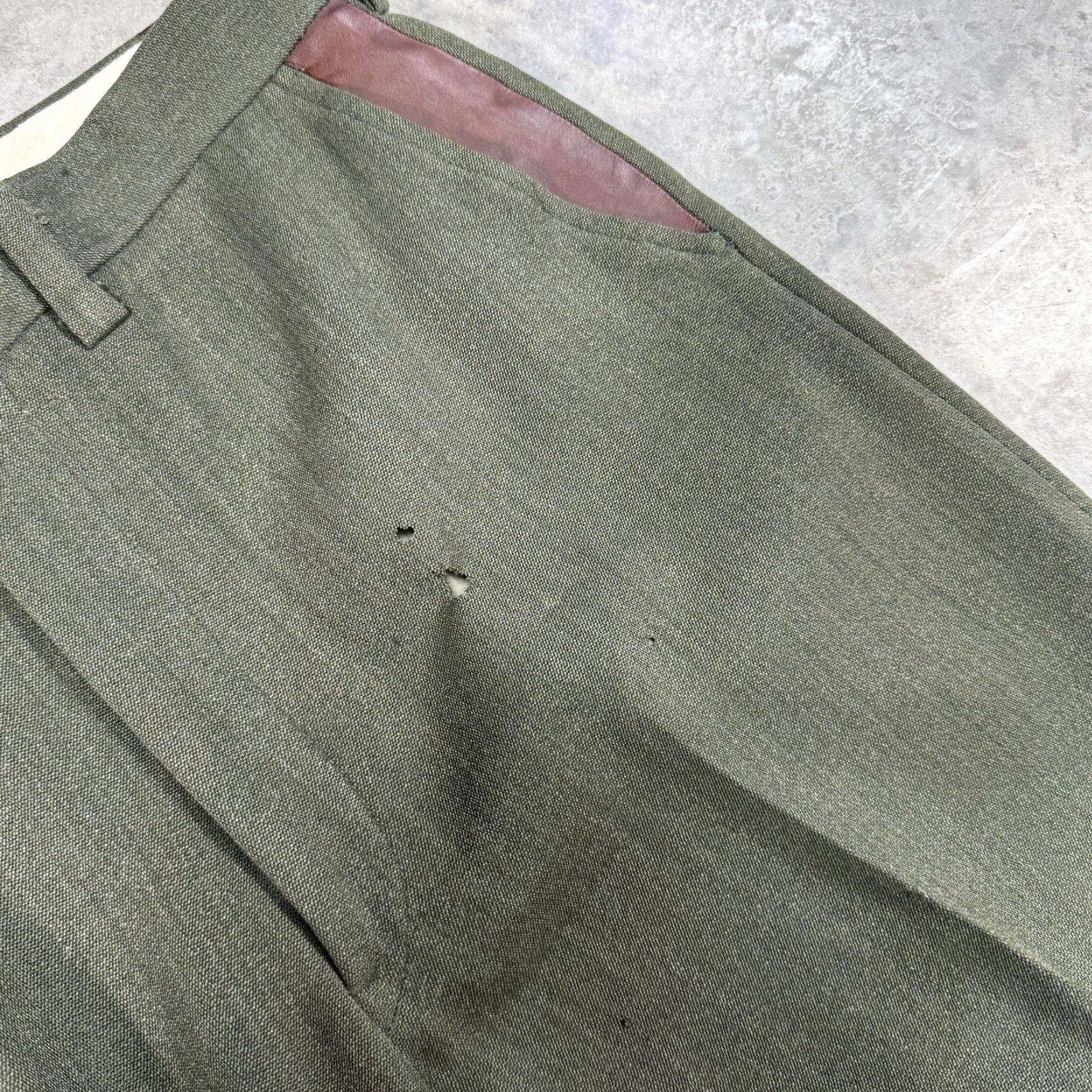Vintage VINTAGE L.L. Bean Pants Mens 29 Green Wool Dress Pants Tweed Flat Front Zipper Pockets 70s Talon Zip Flap Size US 29 - 3 Thumbnail