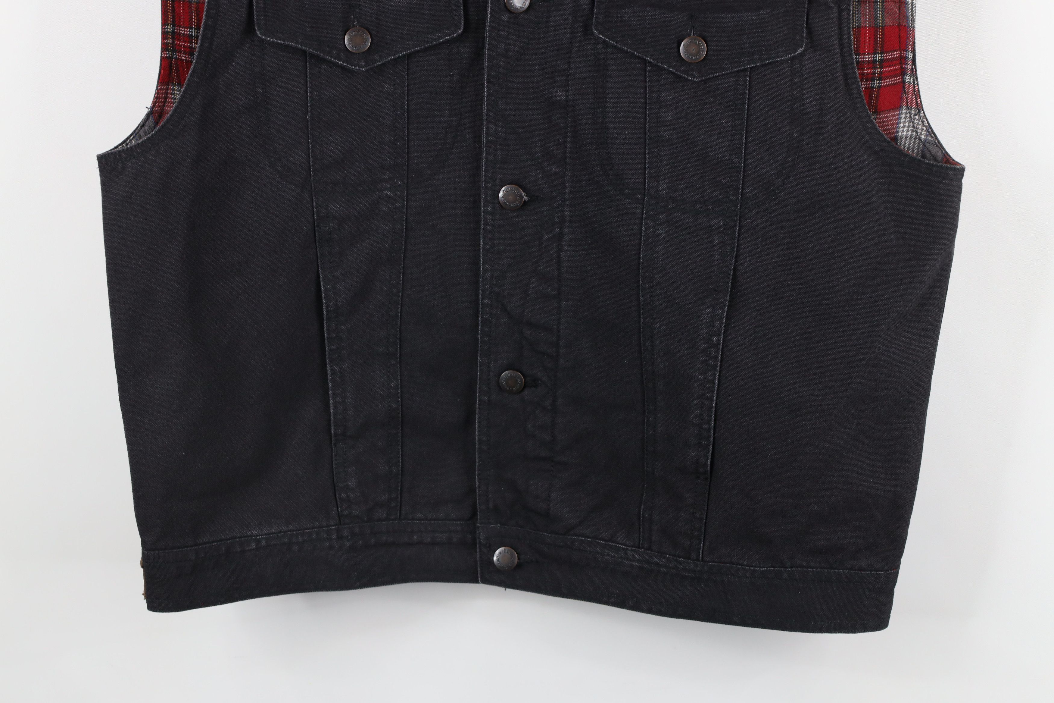 Vintage × Wrangler Vintage 90s Wrangler Collar Flannel Lined Canvas Vest Jacket Size US L / EU 52-54 / 3 - 3 Thumbnail