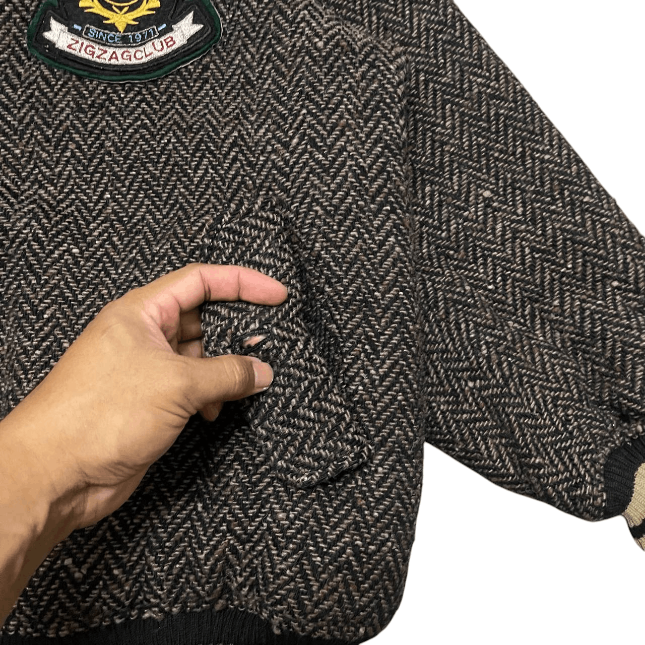 Japanese Brand Vintage Zigzag Club Wool Bomber Jacket Size US M / EU 48-50 / 2 - 6 Thumbnail