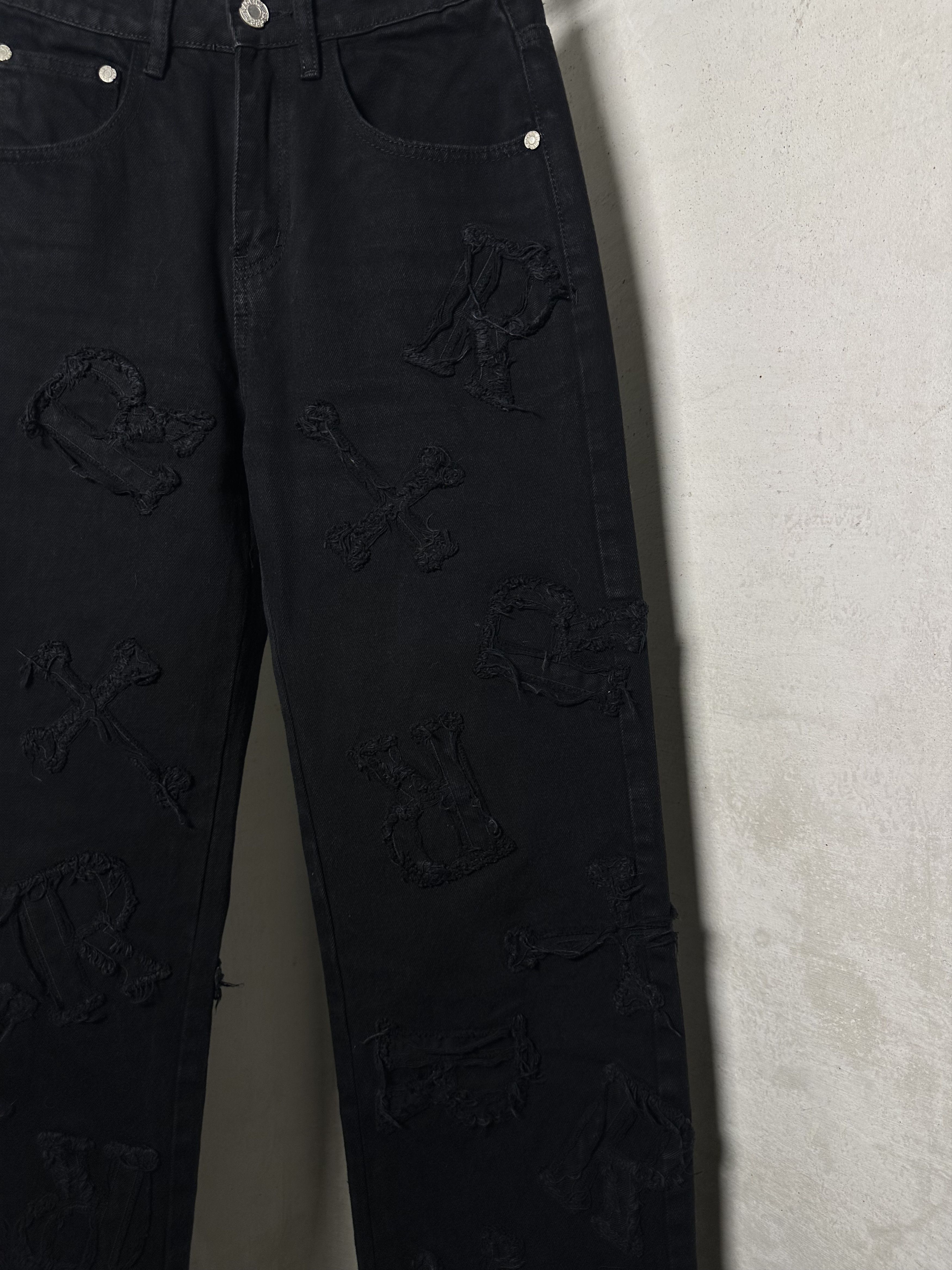 Japanese Brand Racer Worldwide Washed Black Patch Crucifix Heavy Jeans Size US 26 / EU 42 - 4 Thumbnail