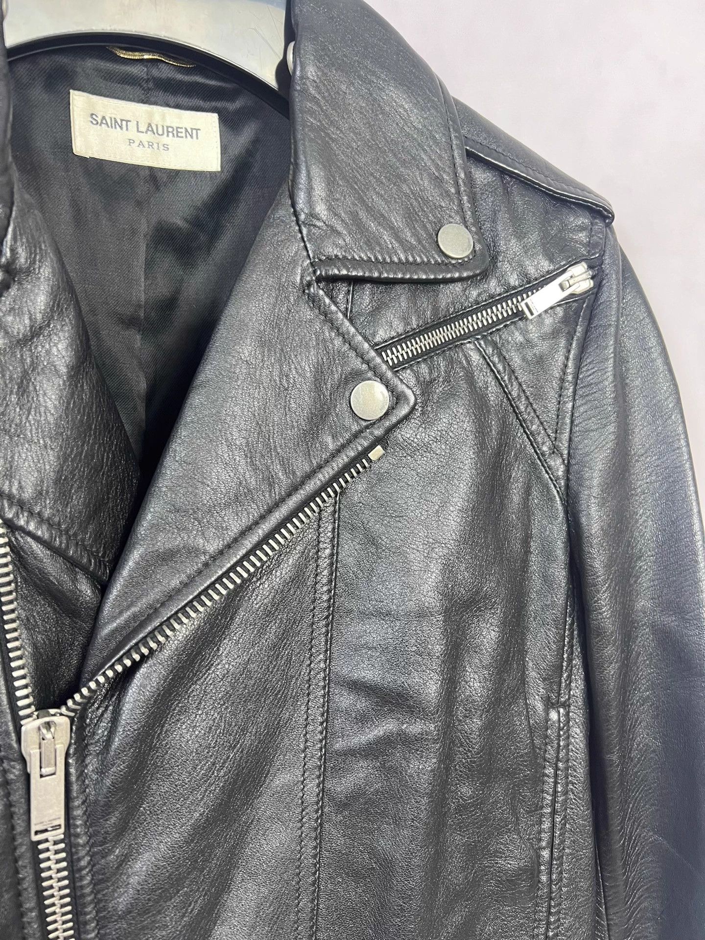 Saint Laurent Paris SLP 17fw Double Zip Black Lambskin F36 Moto Jacket Size XS / US 0-2 / IT 36-38 - 3 Thumbnail
