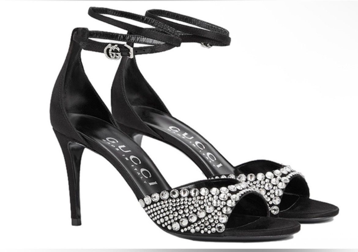 Gucci Gucci GG Crystal Satin Slide Raso Seta Malaga Kid Sandal Size US 6.5 / IT 36.5 - 1 Thumbnail