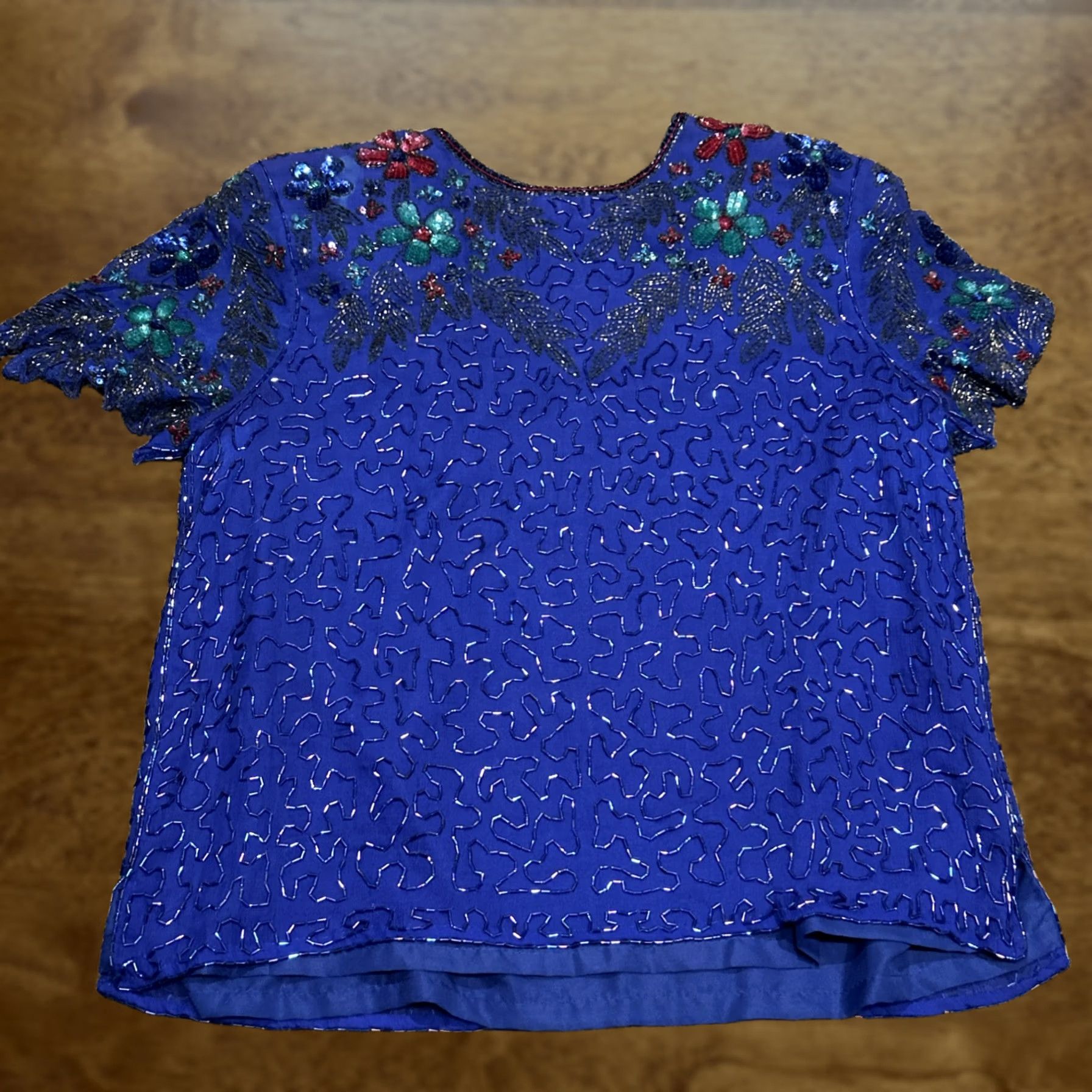 Vintage Vintage Miss Paillette Beading Top - Purple Silk Short Sleeve S Regular Size Size S / US 4 / IT 40 - 1 Thumbnail