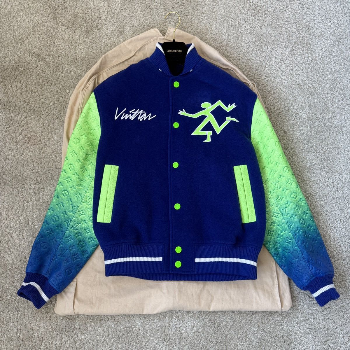 Louis Vuitton Louis Vuitton x Virgil Abloh Leather Gradient Varsity Jacket Size US L / EU 52-54 / 3 - 1 Thumbnail