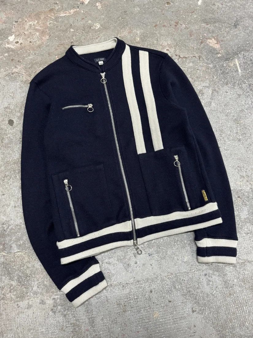 Armani × Vintage 1990s Armani Italian Wool Zip-Up Sweater Size US L / EU 52-54 / 3 - 3 Thumbnail