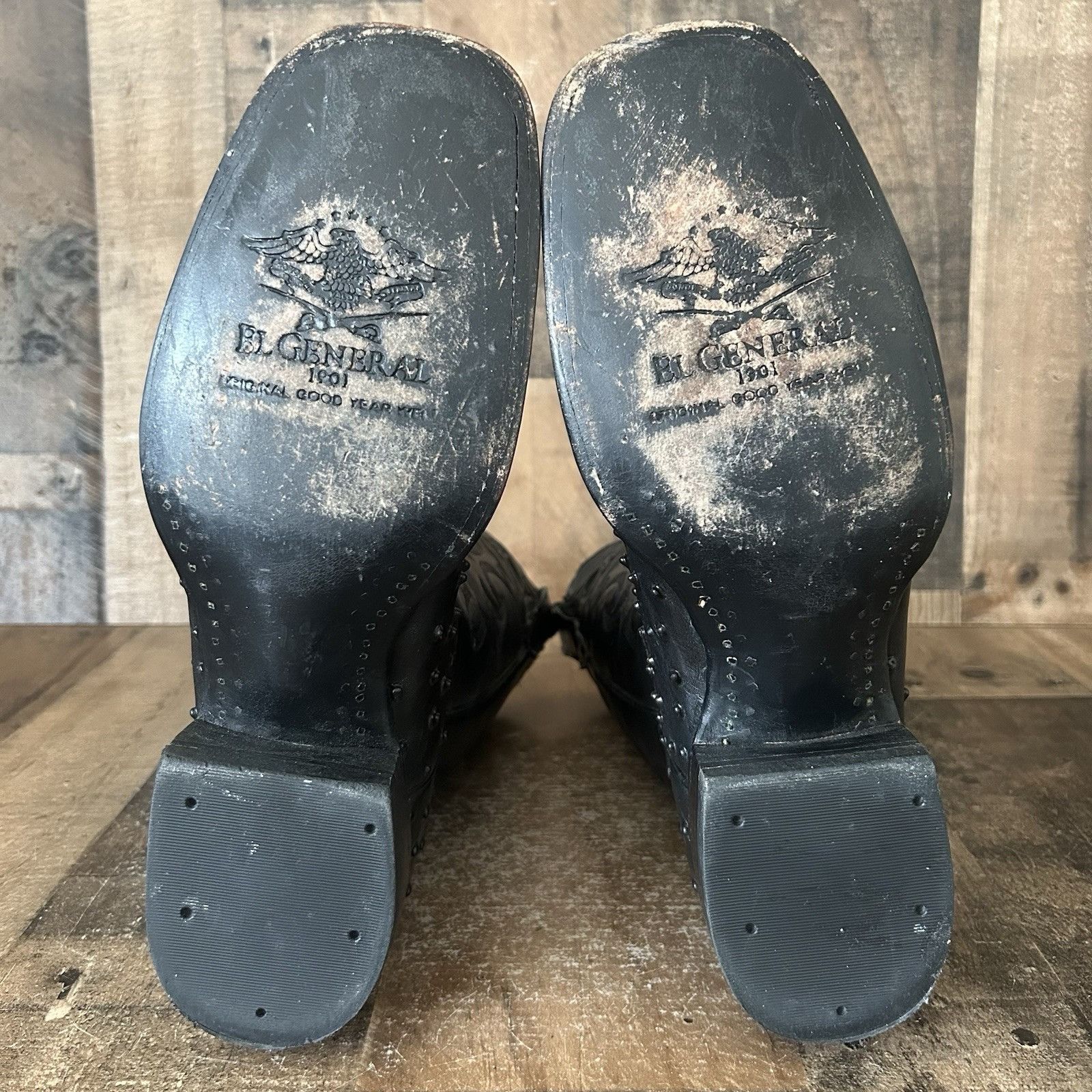 Vintage El General Ostrich Print Square Toe Cowboy Boots Mens 9.5 Size US 9.5 / EU 42-43 - 2 Thumbnail