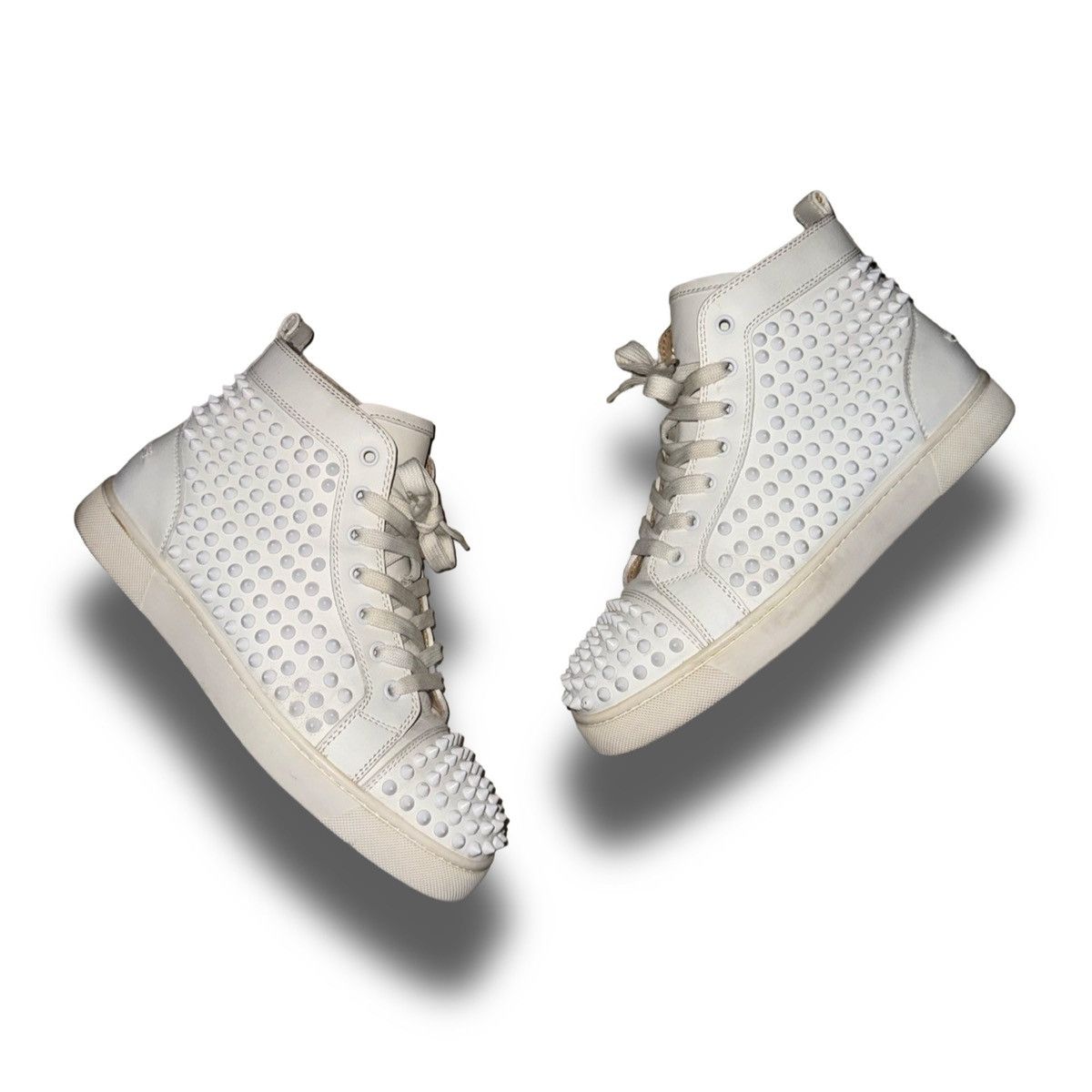Christian Louboutin Christian Louboutin white/gold spike hightops Size US 7.5 / EU 40-41 - 1 Thumbnail