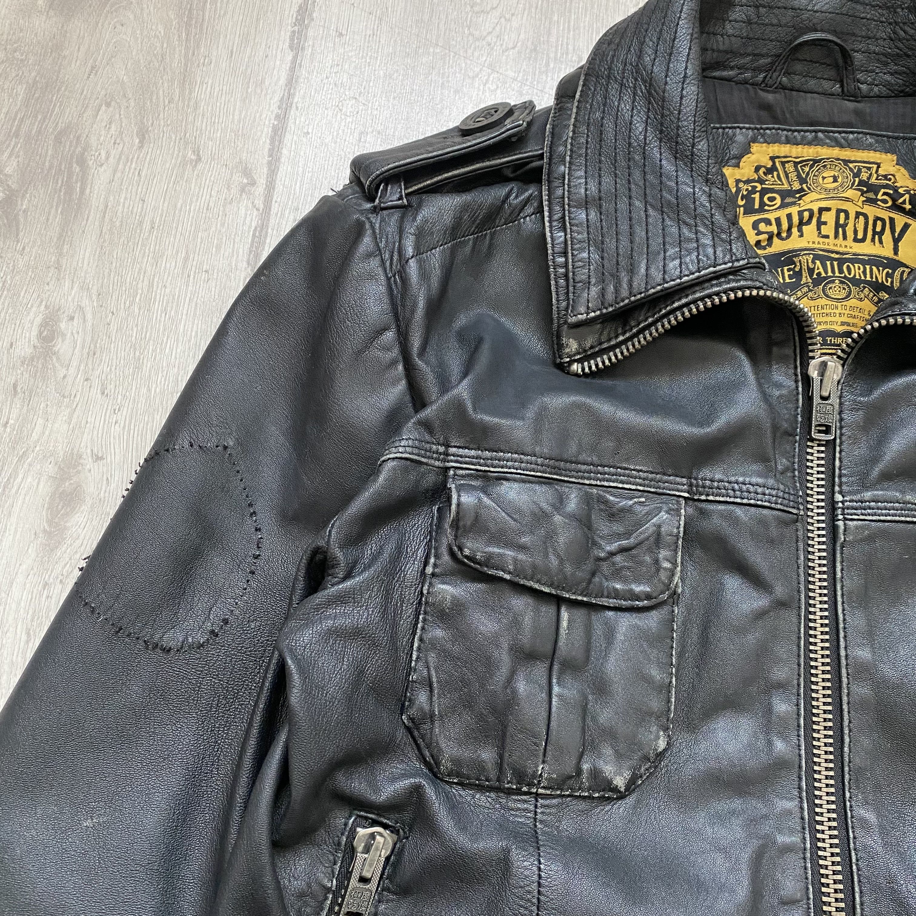 Genuine Leather Vintage Real Leather Biker Jacket japanese Superdry Size US L / EU 52-54 / 3 - 4 Thumbnail
