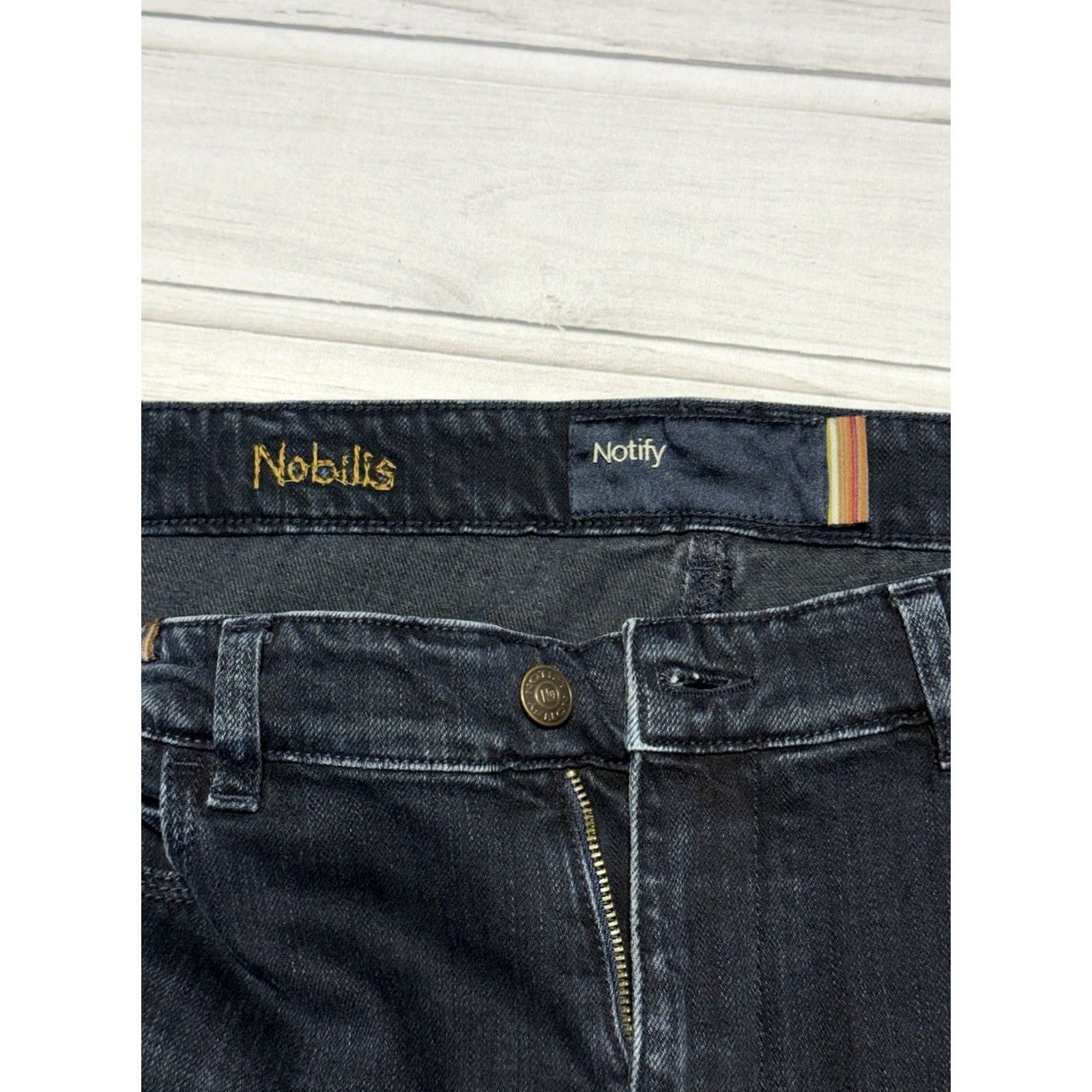 Vintage Notify Jeans Mens 34x32 Blue Denim Straight Leg Jeans Made in Italy Size 34 Regular Inseam 32 Navy Blue Logo Zipper Rise Mid 8.5-10.5"} Size 24" / US 00 / IT 34 - 4 Thumbnail