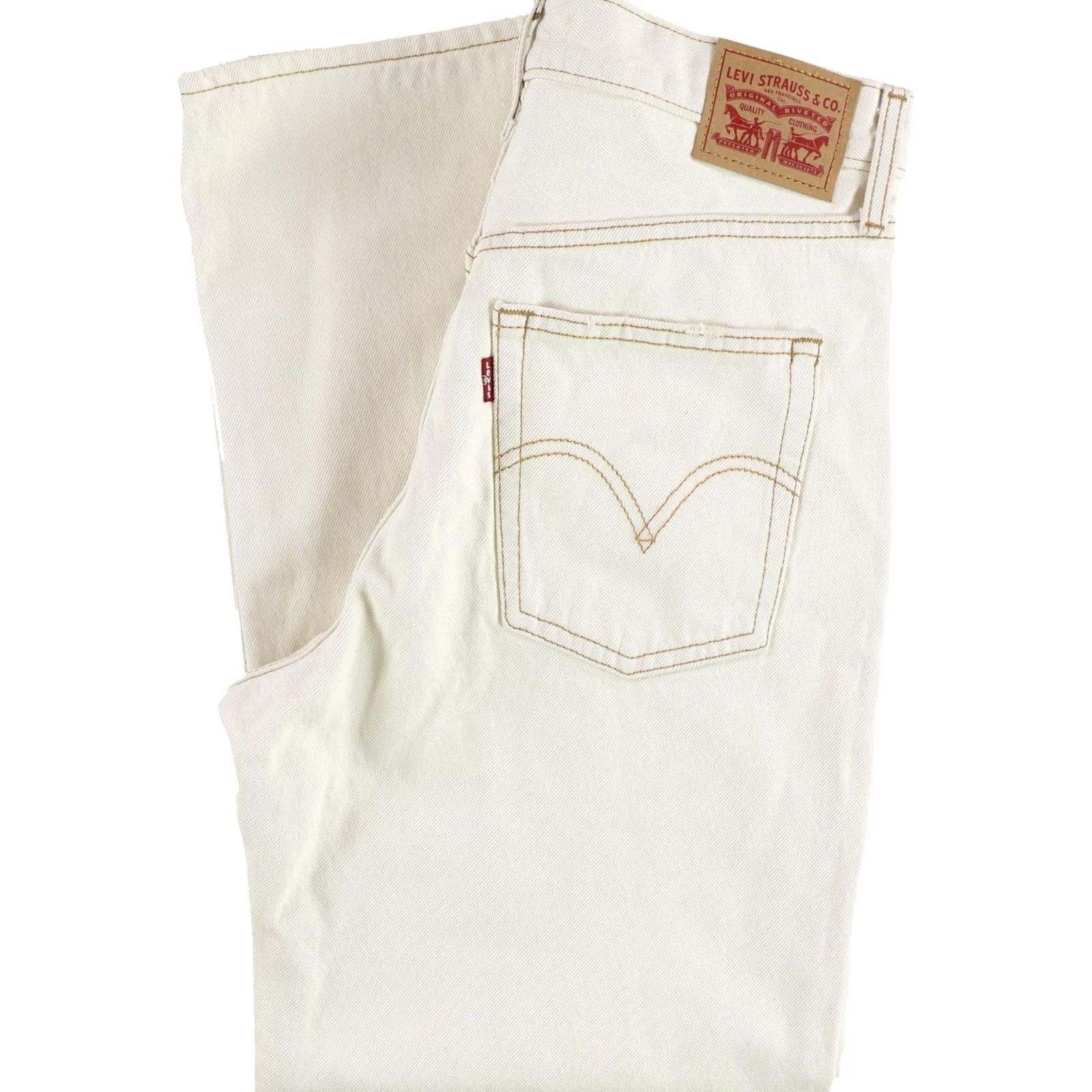Levi's Levi's Womens Jeans white 28 Straight Leg Distressed Ribcage Size 28" / US 6 / IT 42 - 2 Thumbnail