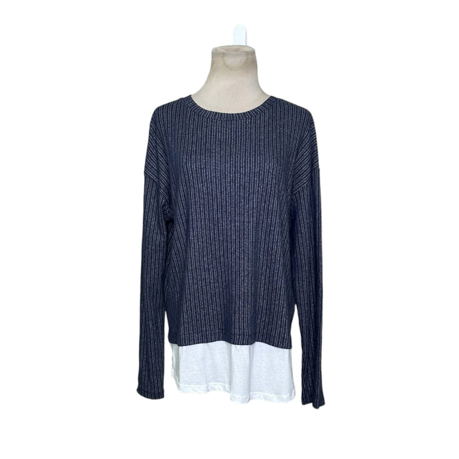 Zara Zara blue striped long sleeves knit top size Medium Size M / US 6-8 / IT 42-44 - 1 Thumbnail