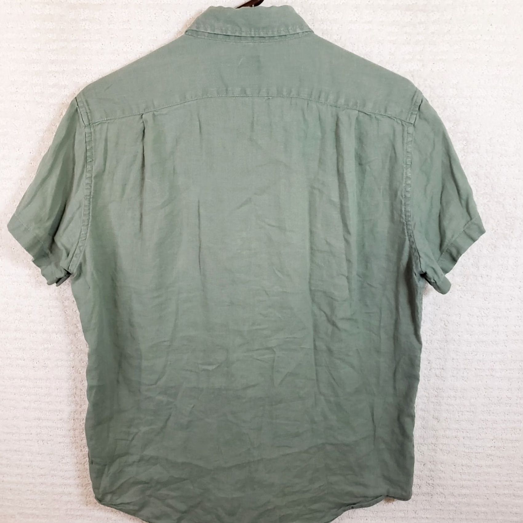 J.Crew J. Crew Shirt Mens M Green Slim Fit Linen Blend Short Sleeve Button-Up Collared Green Solid Casual Preppy Modern Men’s Shirt Size US M / EU 48-50 / 2 - 6 Thumbnail