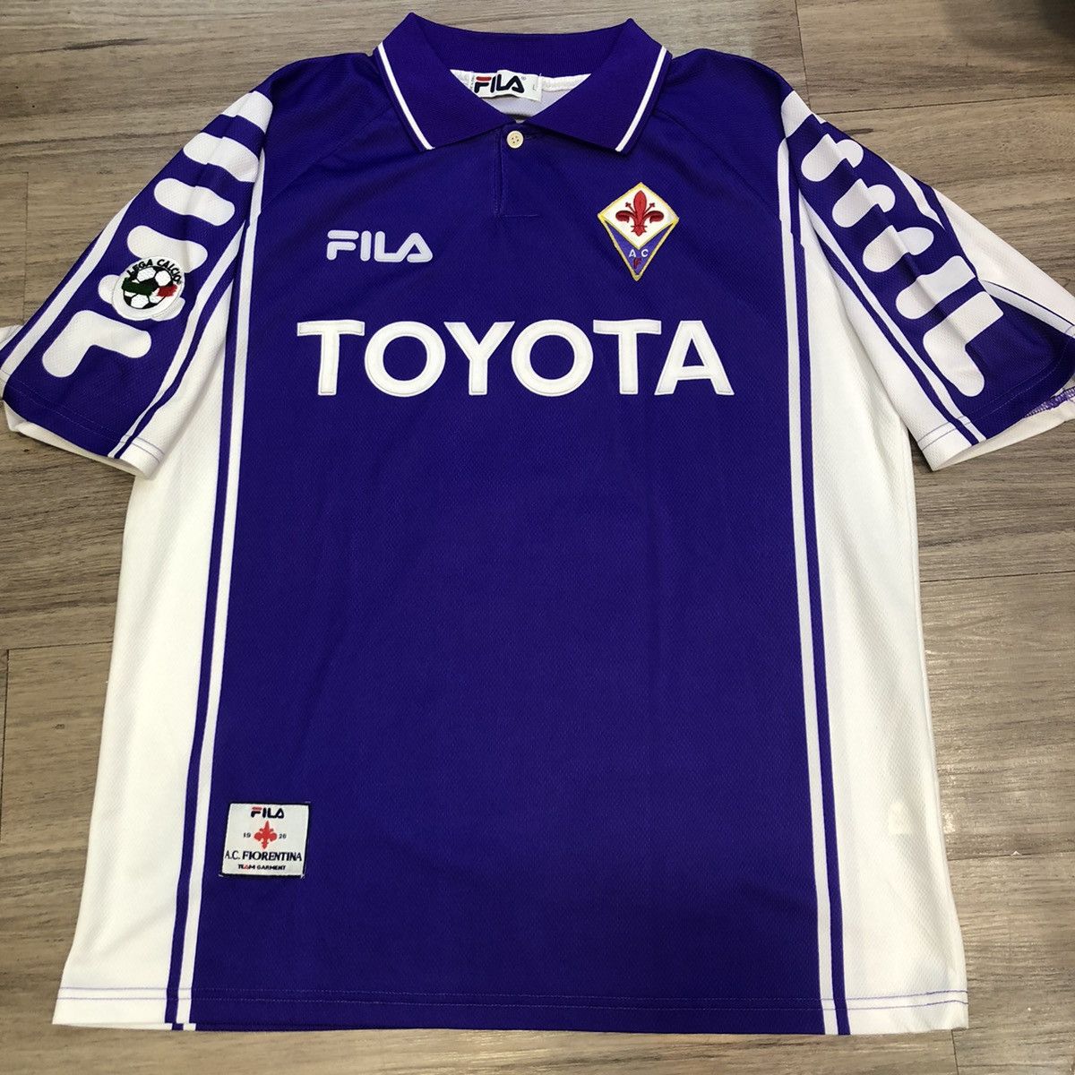image of Fila x Vintage Fiorentina 99/00 Home Shirt 9 Batistuta in Purple, Men's (Size Large)