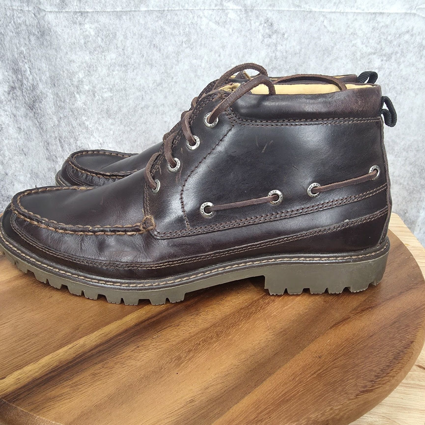 Sperry Sperry Top Sider Gold Cup Chukka Boots Men 10.5 Brown Leather Lug Sole M Black? Size US L / EU 52-54 / 3 - 6 Thumbnail