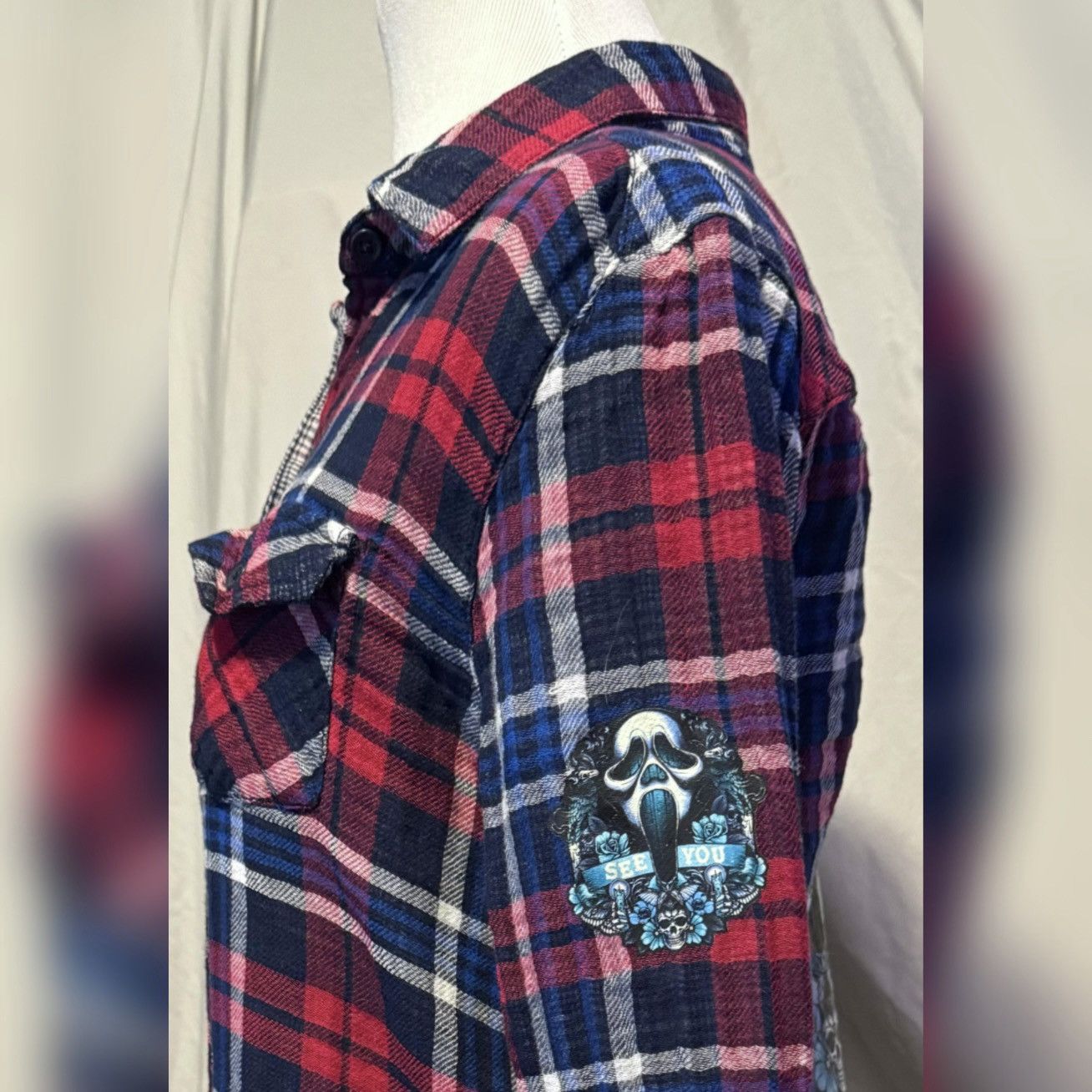 Nordstrom Ghostface, Halloween, Long Sleeve, Plaid Button Down Top Size XS / US 0-2 / IT 36-38 - 10 Thumbnail