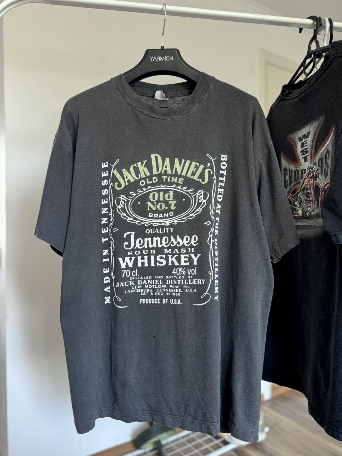 Vintage Vintage 1990 Jack Daniels Logo Whiskey Tee Faded Grey 