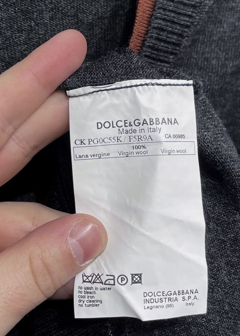 Dolce & Gabbana Dolce & Gabbana Charcoal Grey Rust Accent Wool Cardigan Size US S / EU 44-46 / 1 - 7 Thumbnail