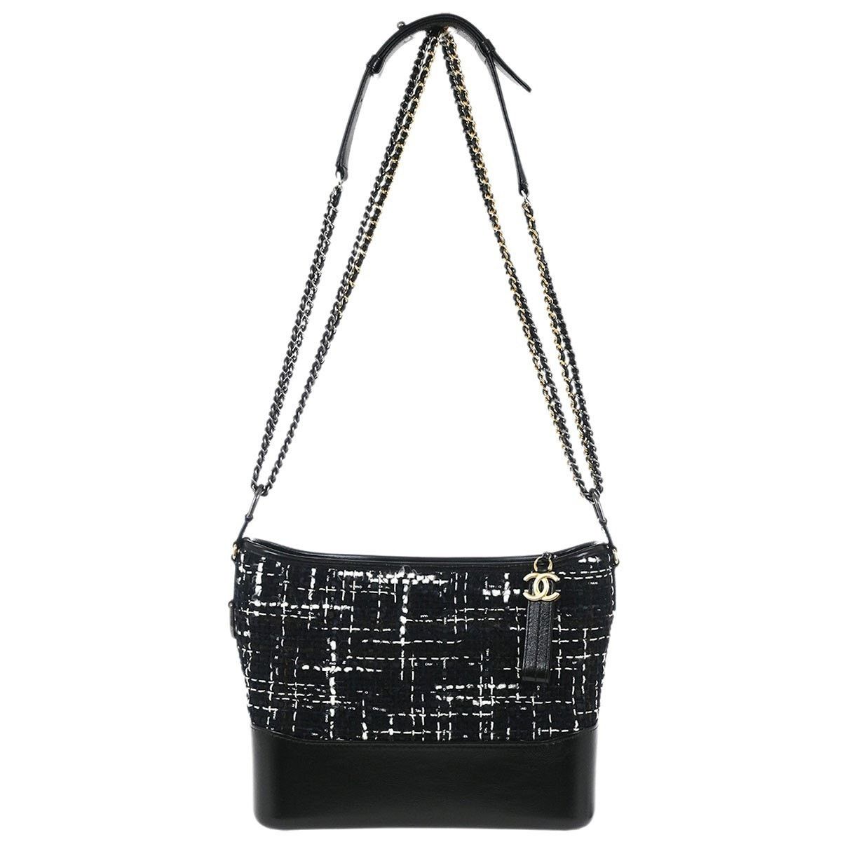 Chanel Chanel Quilted Tweed Gabrielle And Calfskin Hobo Black Size ONE SIZE - 1 Thumbnail