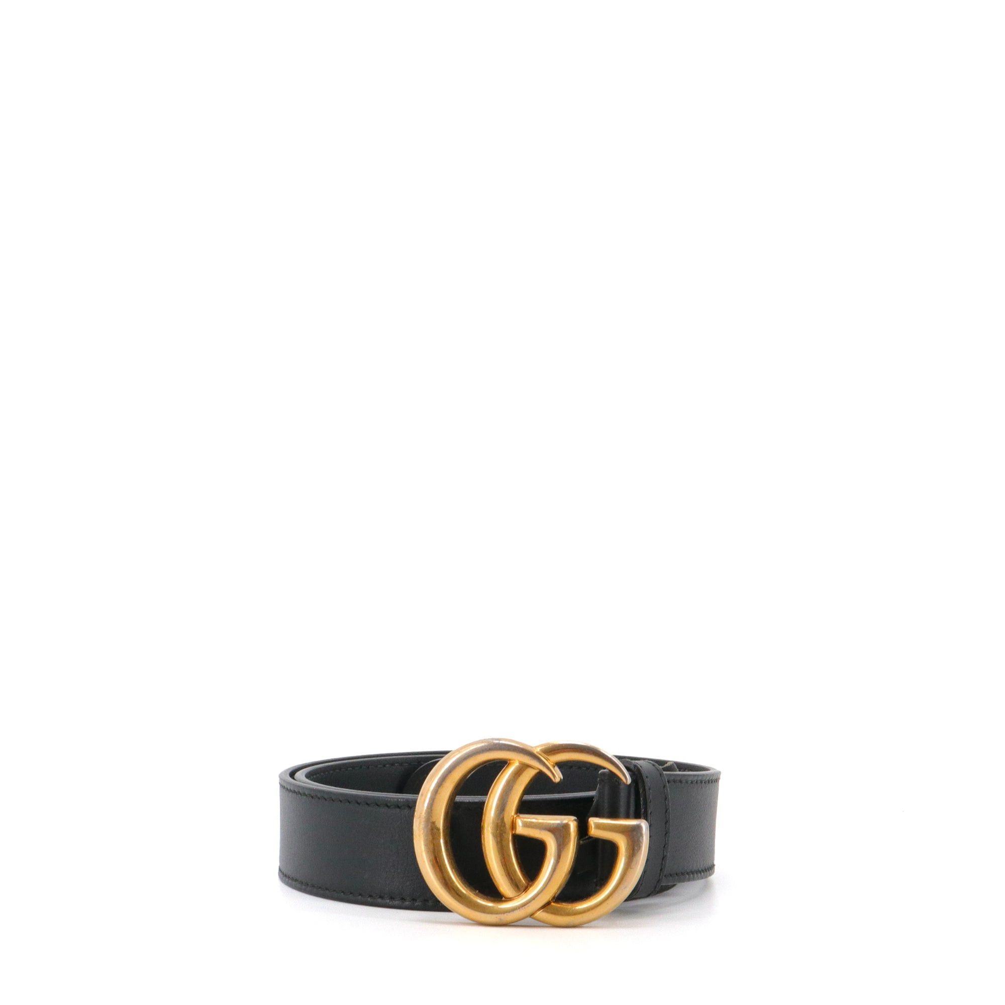 Gucci GUCCI - Gucci GG Marmont Gucci belt in black smooth leather (T75) Size ONE SIZE - 1 Thumbnail
