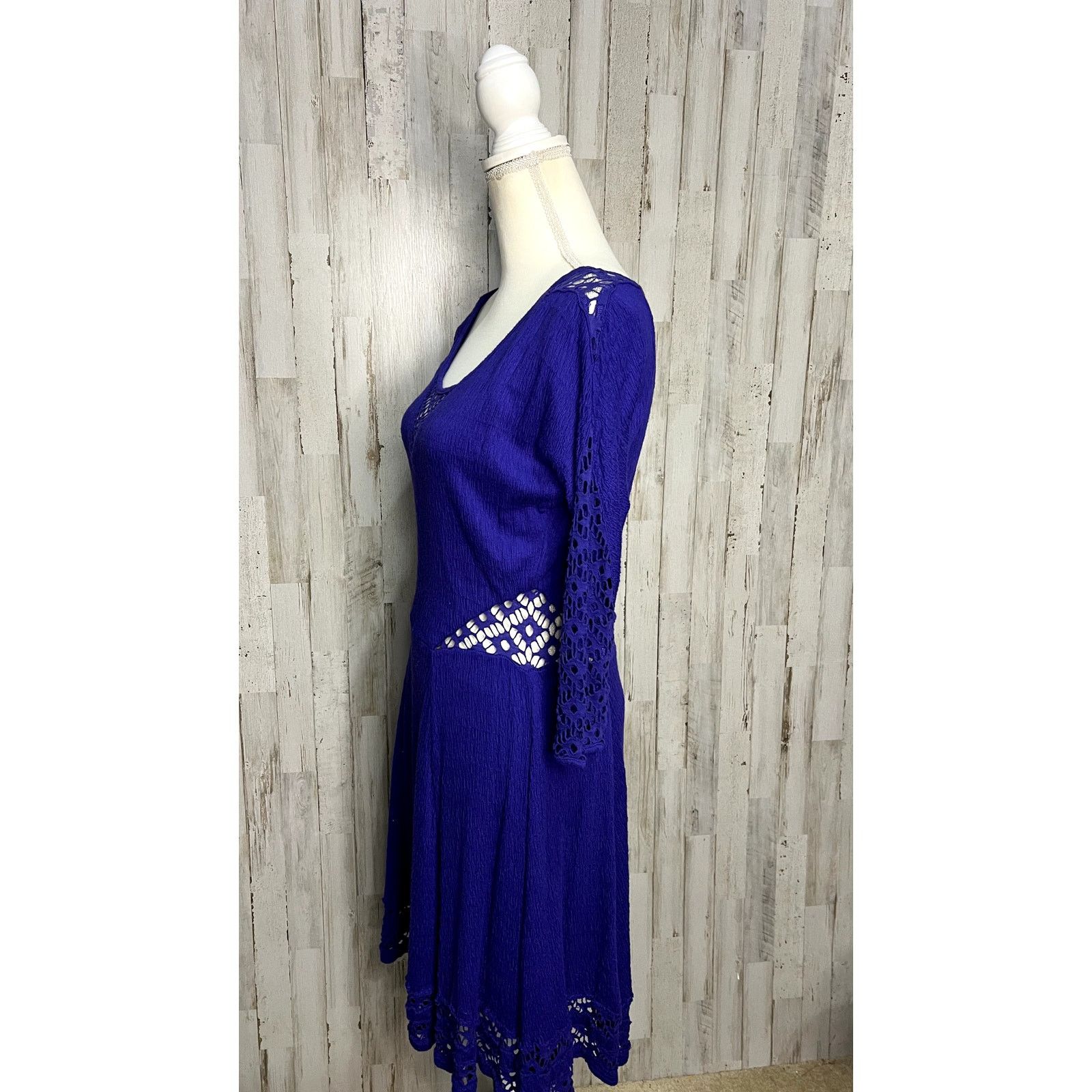Free People Free People Women's Blue Knee Length Dress Medium Bohemian Size M / US 6-8 / IT 42-44 - 5 Thumbnail