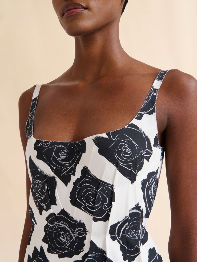 Marni o1f1d3z0326 Bonded Poplin Mini Dress in White/Black Size L / US 10 / IT 46 - 4 Thumbnail