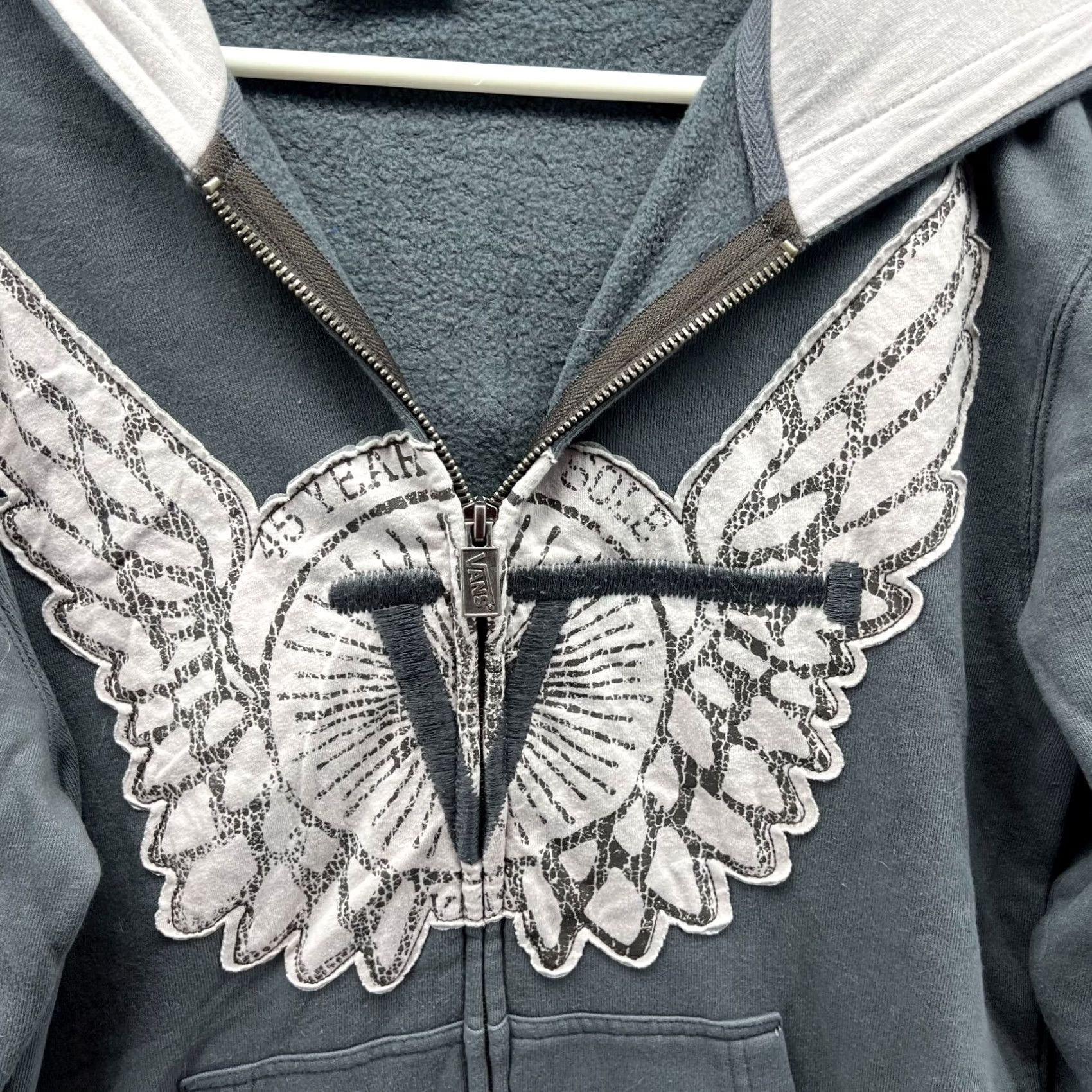 Vans Vans Womens Extra Large Wings Gray Full Zip Hoodie Fleece Cotton Size XL / US 12-14 / IT 48-50 - 4 Thumbnail