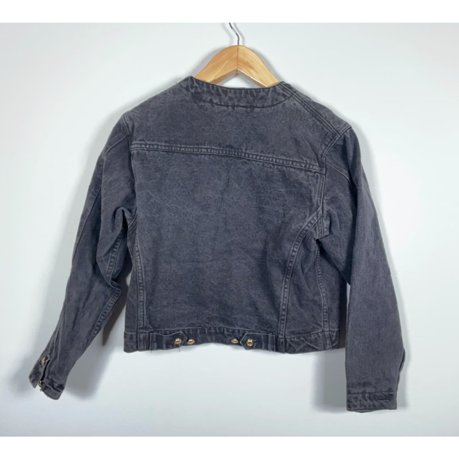 Jordache Vintage Jordache Concepts Jean Jacket Women's Large Black Denim Boxy Fit Trucker Shirt Size 36" / US 14 / IT 50 - 2 Thumbnail
