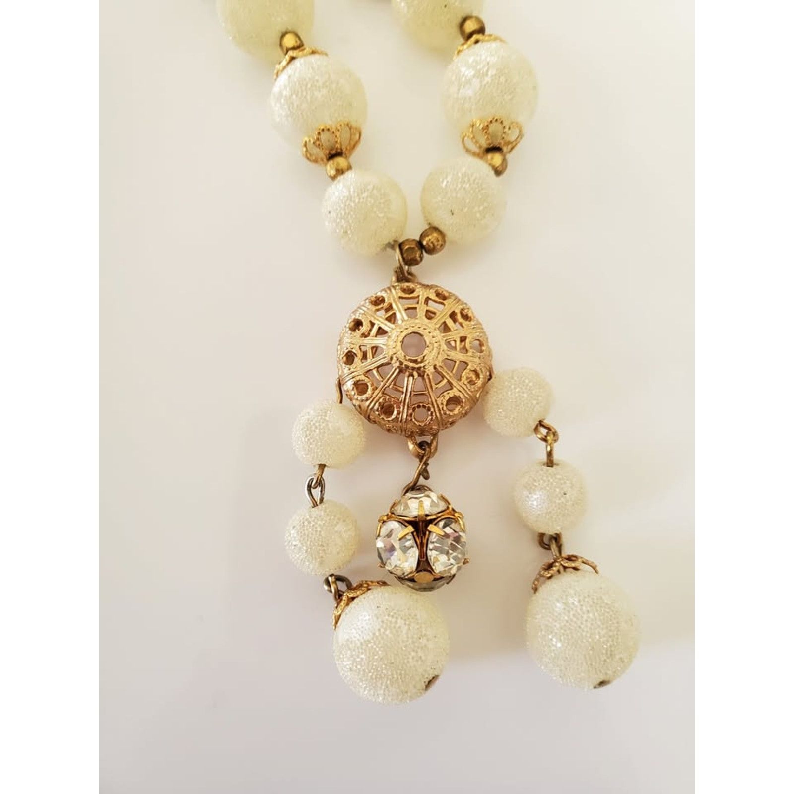 Other Vintage Mid-century Plastic Metallic Gold Beaded Necklace Size ONE SIZE - 2 Thumbnail