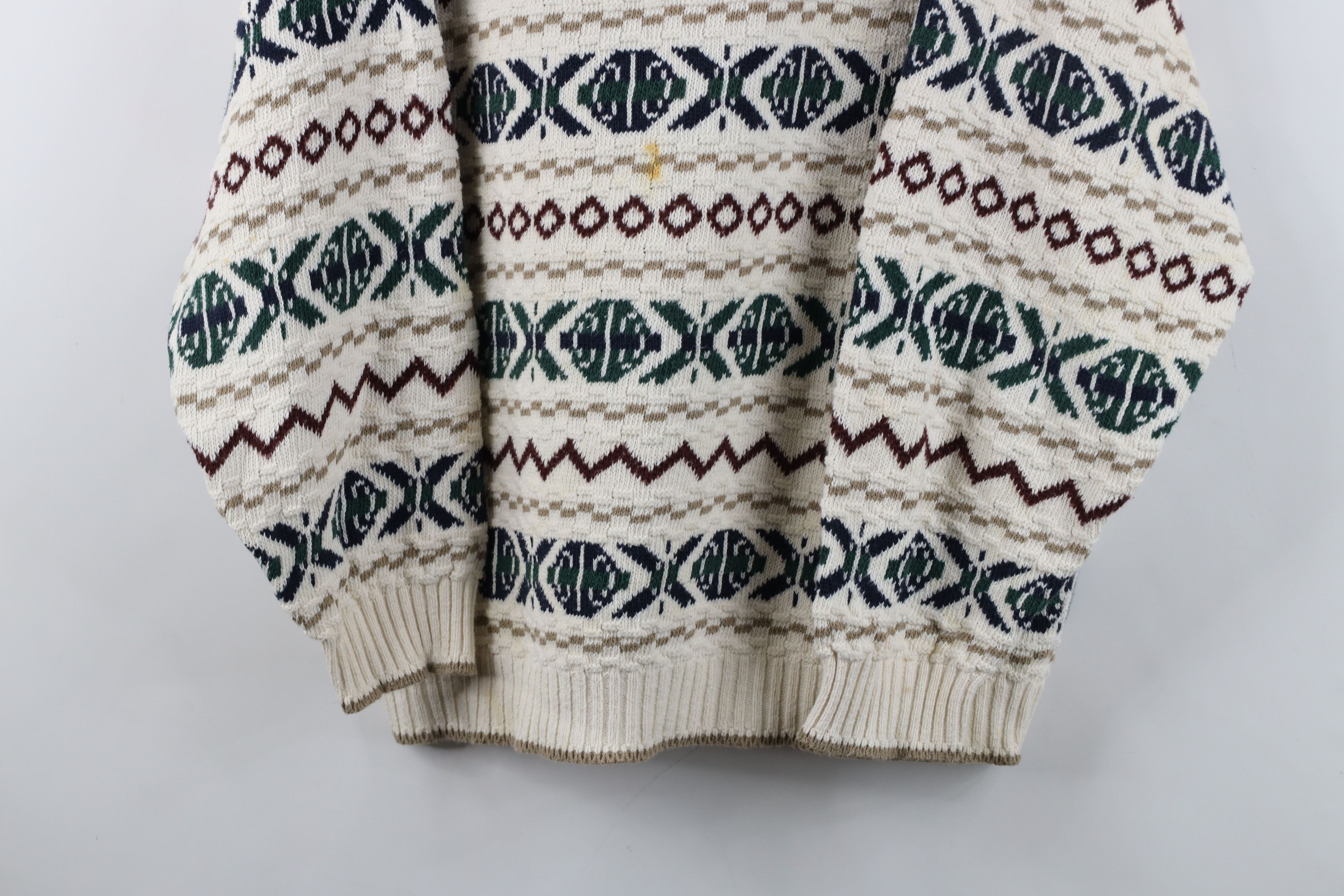 Vintage Vintage 90s Streetwear Cotton Knit Fair Isle Sweater USA Size US L / EU 52-54 / 3 - 3 Thumbnail