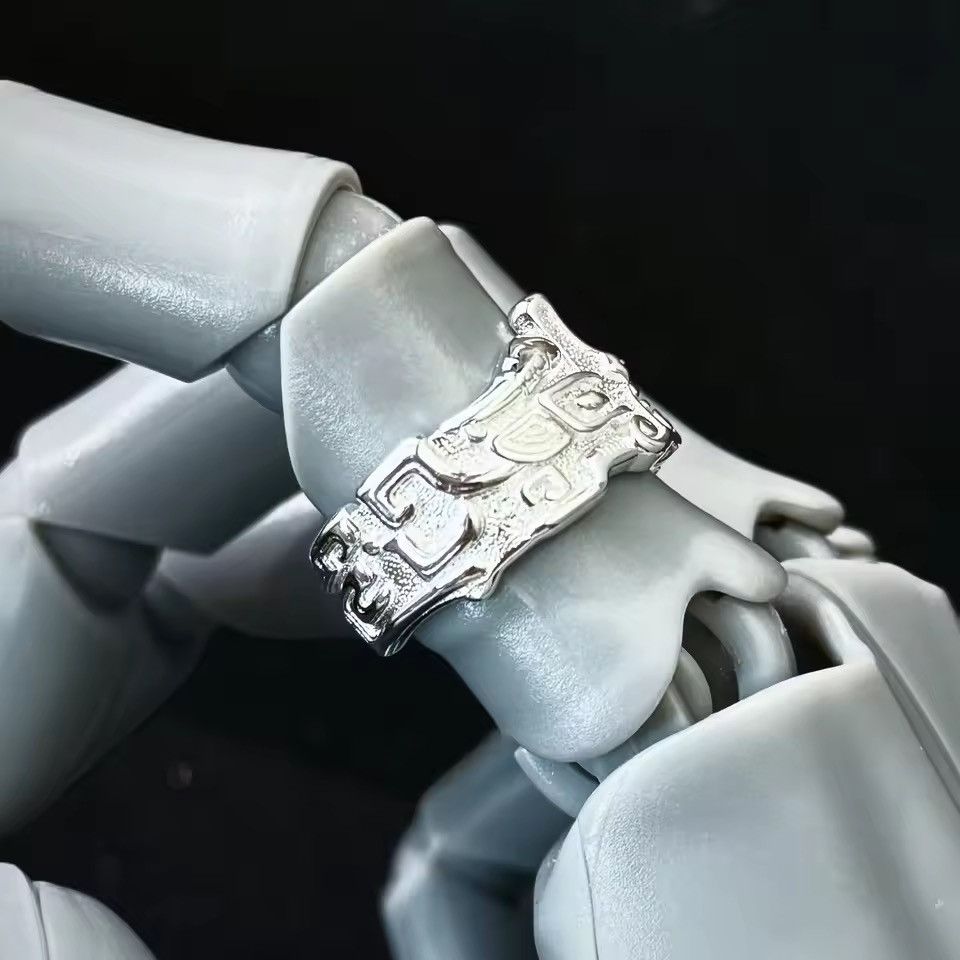 Jewelry Totem Mask Ring - Gothic Adjustable Taotie Tribal Band Size ONE SIZE - 4 Thumbnail