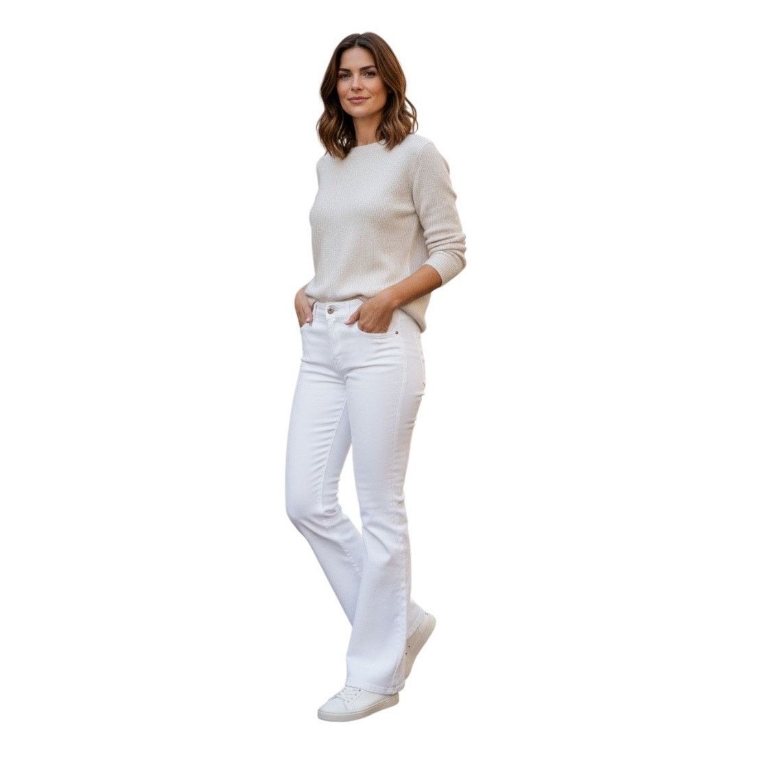 Chicos Zenergy by Chico’s white flare jeans Size 32" / US 10 / IT 46 - 1 Thumbnail