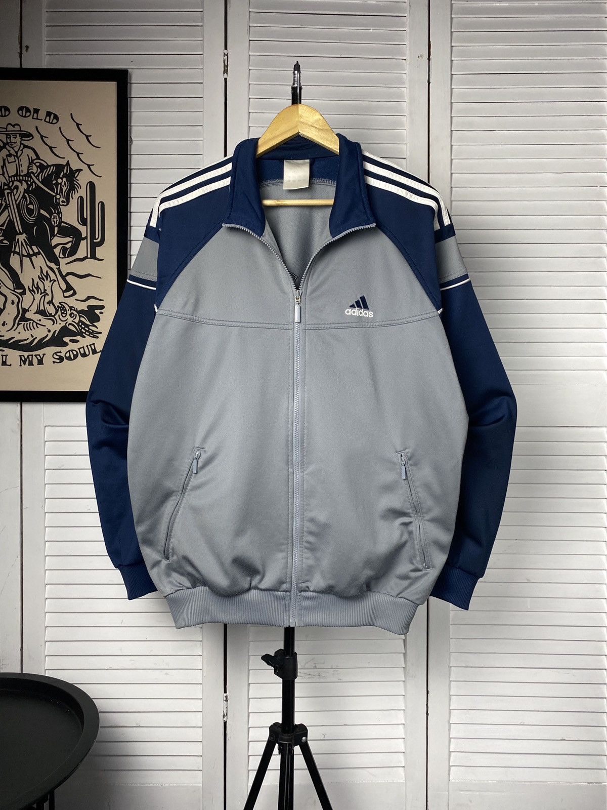 Adidas × Vintage Vintage 00s Adidas Track Retro Jacket Big Back Logo Striped Size US M / EU 48-50 / 2 - 3 Thumbnail