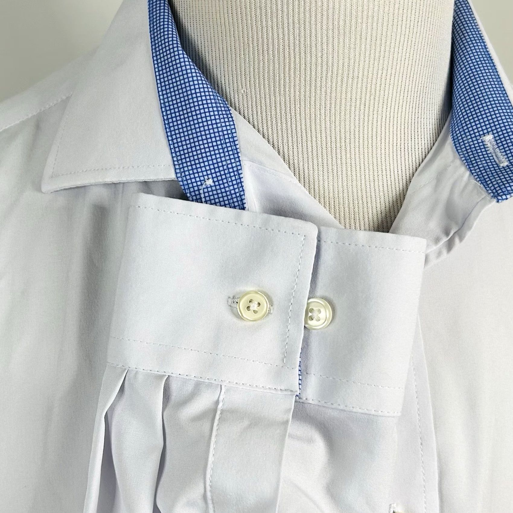 Vintage Nick Graham Dress Shirt 15.5 34/35 Stretch Modern Fit All White Mens Size 42R - 4 Thumbnail