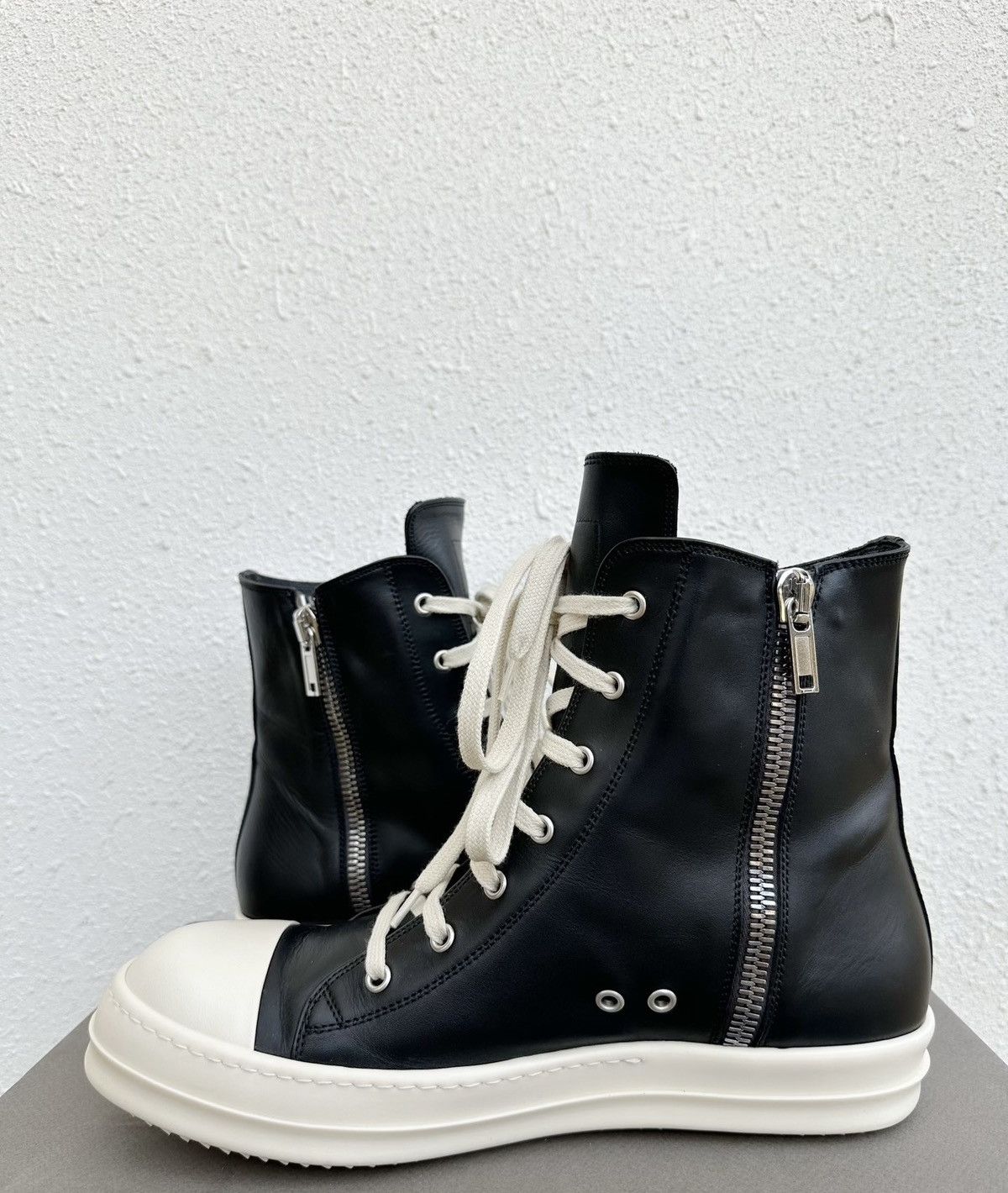Rick Owens Rick Owens Mainline Black & White Leather High-Top Size US 9.5 / EU 42-43 - 4 Thumbnail
