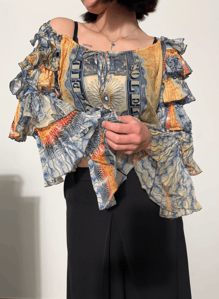 Jean Paul Gaultier Jean Paul Gaultier Top Mesh Blouses Shirt Print Soleil Size L / US 10 / IT 46 - 1 Thumbnail