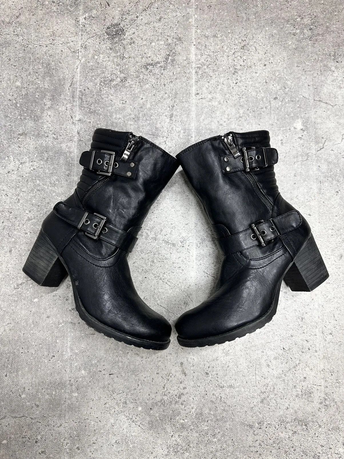 New Rock Vintage Leather Hight Heels Style Gothic Rick Size US 9 / IT 39 - 8 Thumbnail