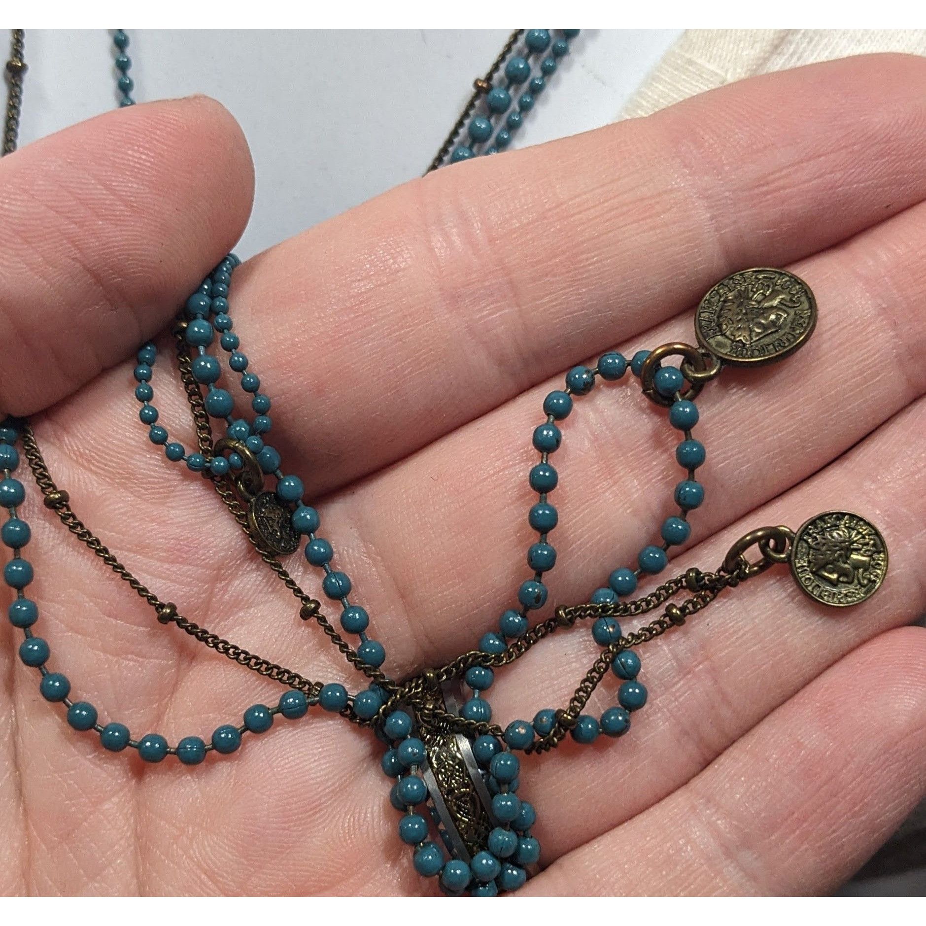 Other Bohemian Layered Mini Medallion Charm Blue And Gold Tone Nec Size ONE SIZE - 3 Thumbnail