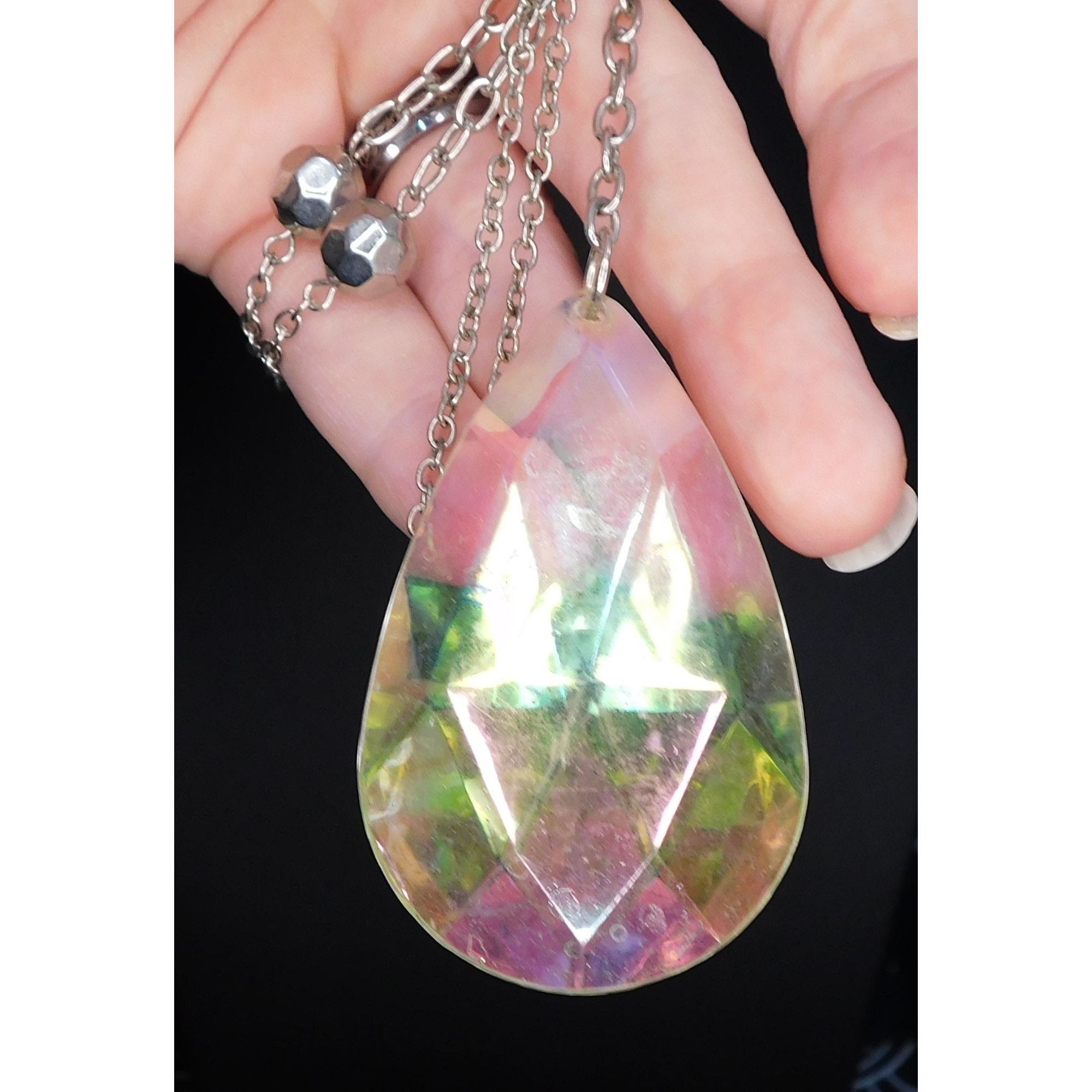 Other Vintage Fantasy Oversized Rainbow Teardrop Y Necklace Size ONE SIZE - 2 Thumbnail