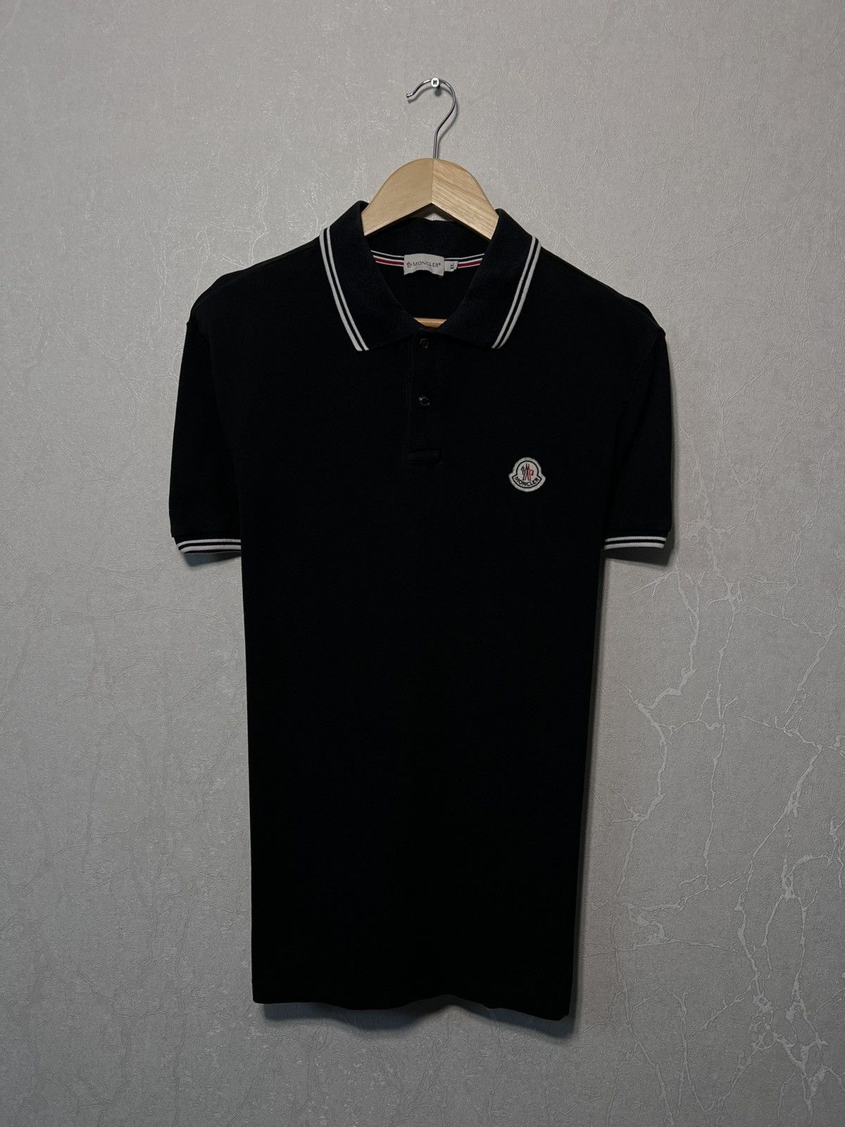 image of Moncler Classic Polo Short Sleeve Tshirt in Black, Men's (Size XL)