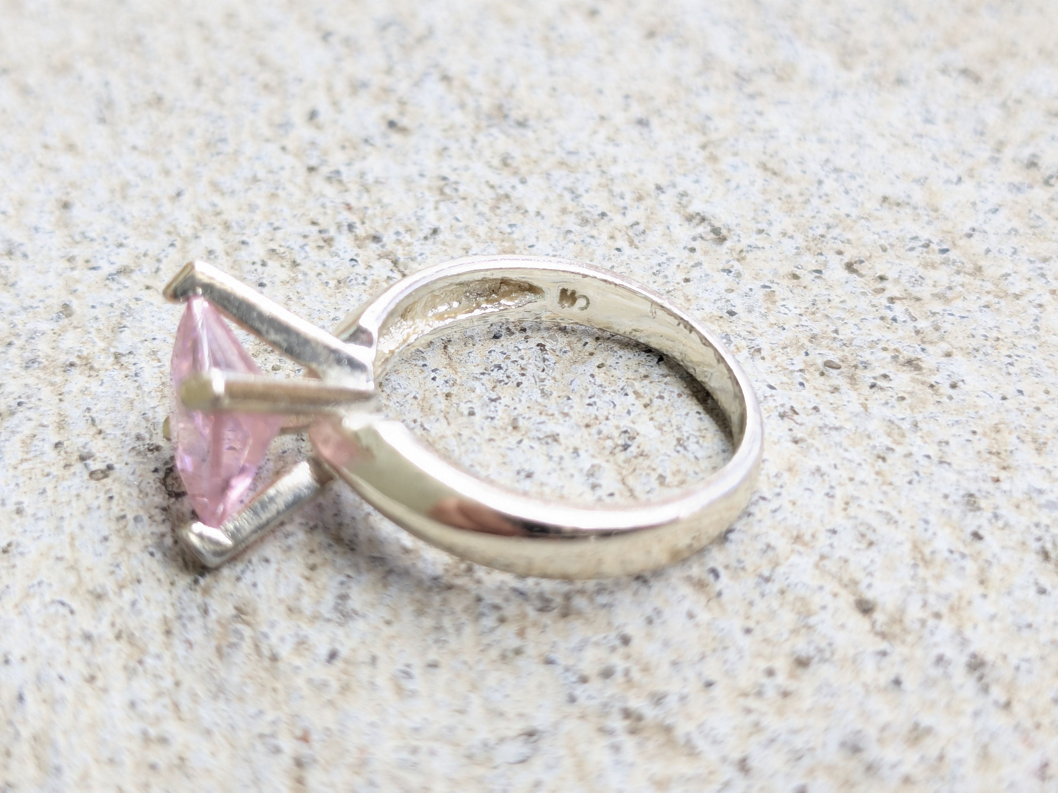 Jewelry Sterling Silver Ring Pink Topaz 6 Square Princess Cut Band Size ONE SIZE - 8 Thumbnail